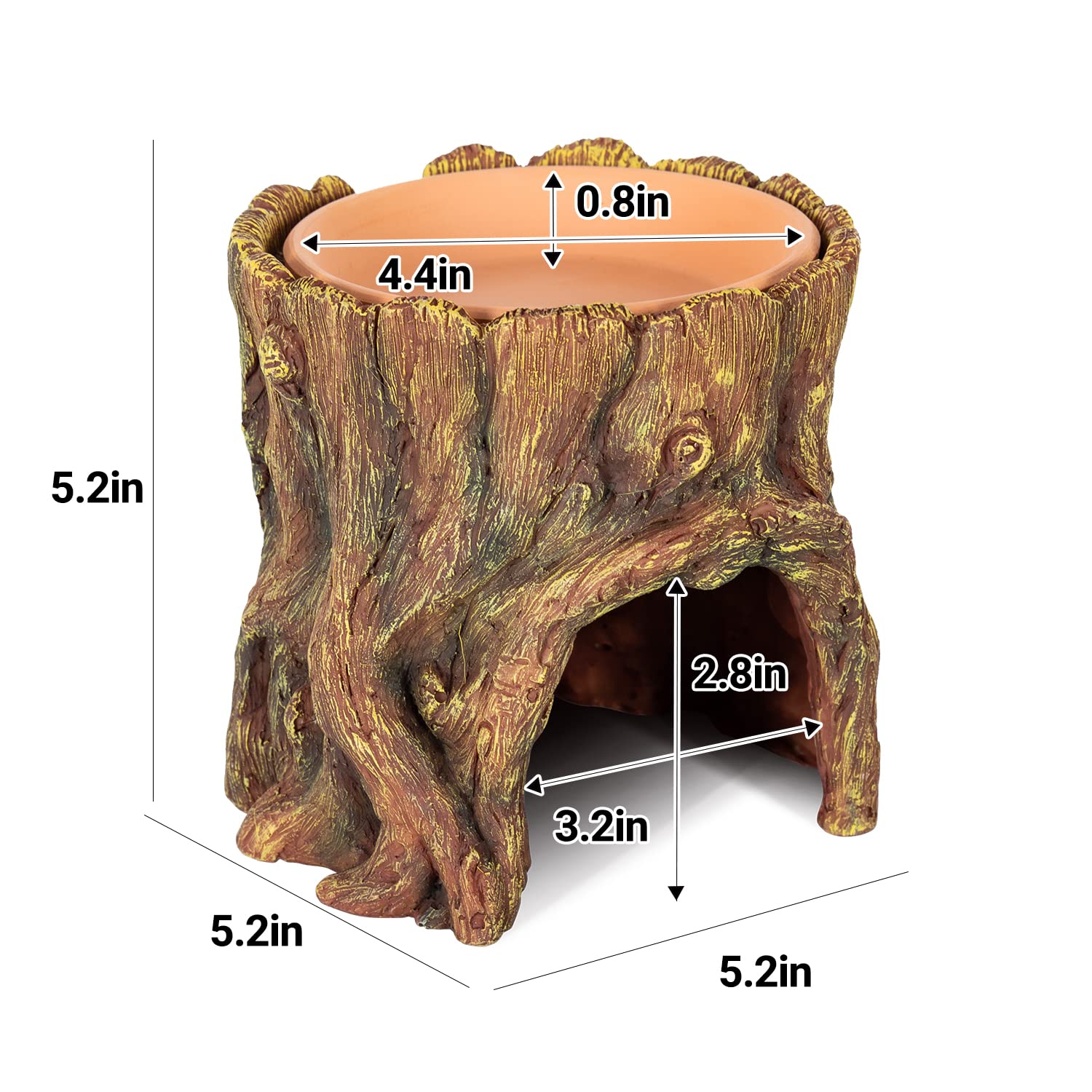 REPTIZOO Reptile Hide Cave - Moisture Retaining Resin Shelter with Clay Water Basin for Humidifying & Shedding Aid - Ideal for Leopard Geckos, Amphibians & Reptile Pets - Perfect for Terrariums & Habitat Enrichment