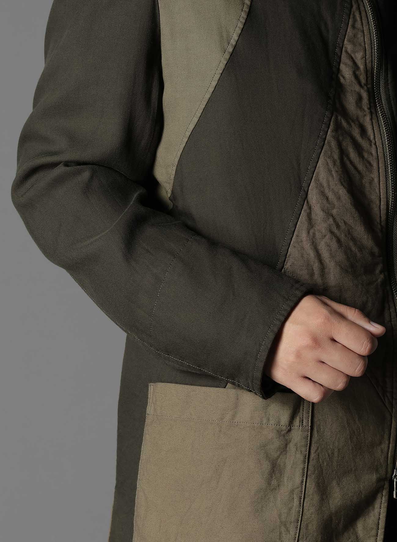 Cubism Patchwork Product Dyed Switching Zip Jacket - Stylish Unisex Outerwear for Casual Wear & Street Fashion