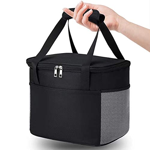 Snepon 15L Insulated Lunch Bag for Men, Women & Kids - Leakproof Cooler Tote with Side Pockets & Water Bottle Holder - Perfect for Work, Office, School, Picnic, Beach & Outdoor Activities (Black)