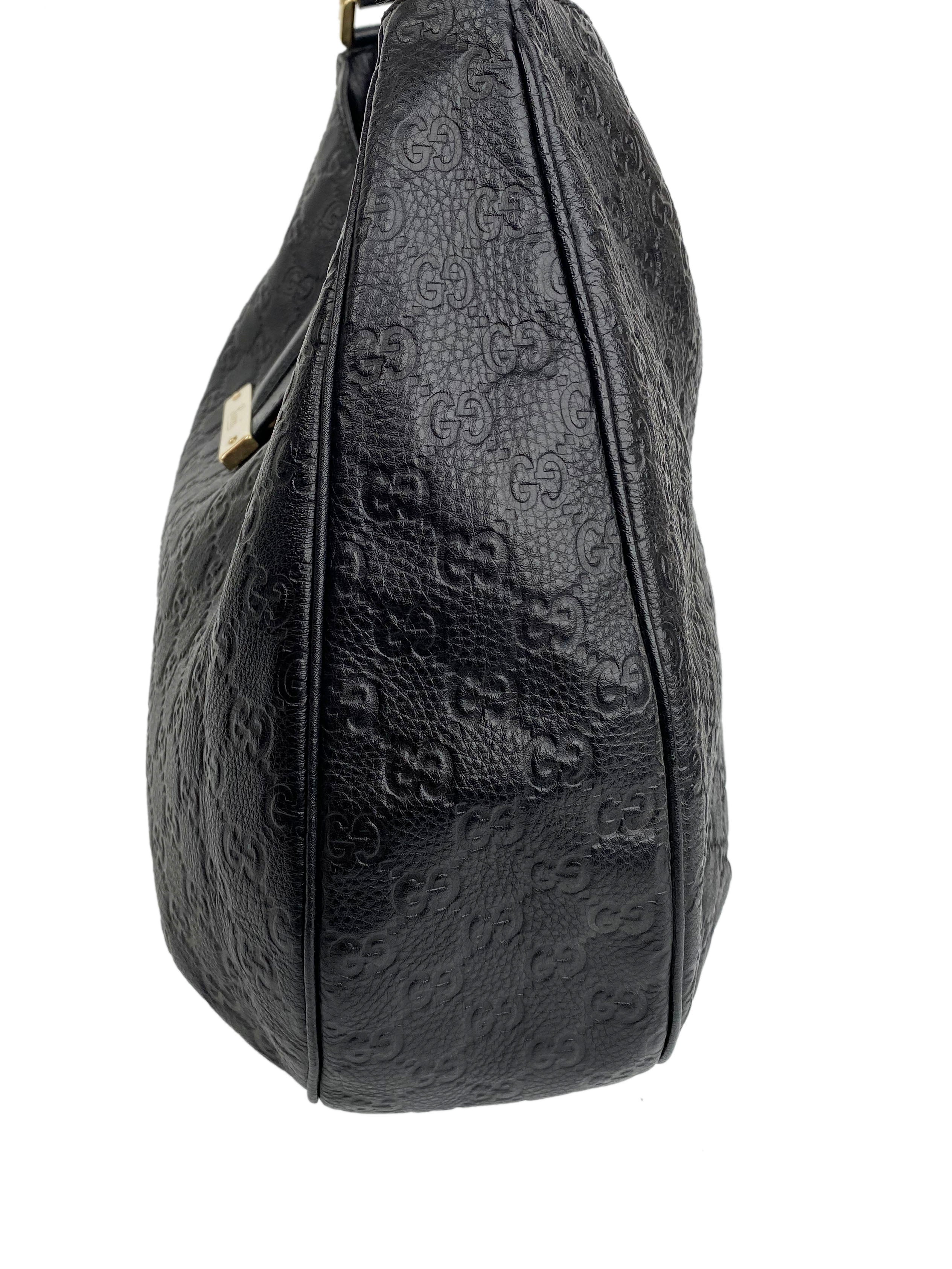 Gucci Black Guccissima Hobo Bag - Luxury Leather Shoulder Bag for Women | Perfect for Work, Travel & Evening Events