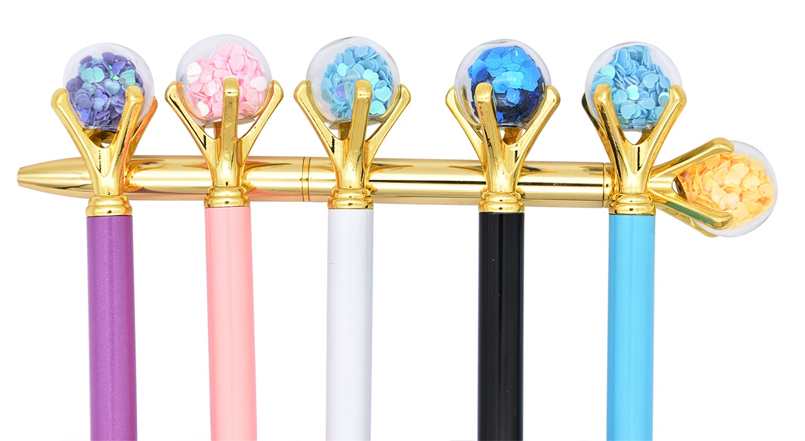Gullor 6-Pack Black Ink Ballpoint Pens with Diamond Design - Medium Point Smooth Writing for Office, School & Journaling