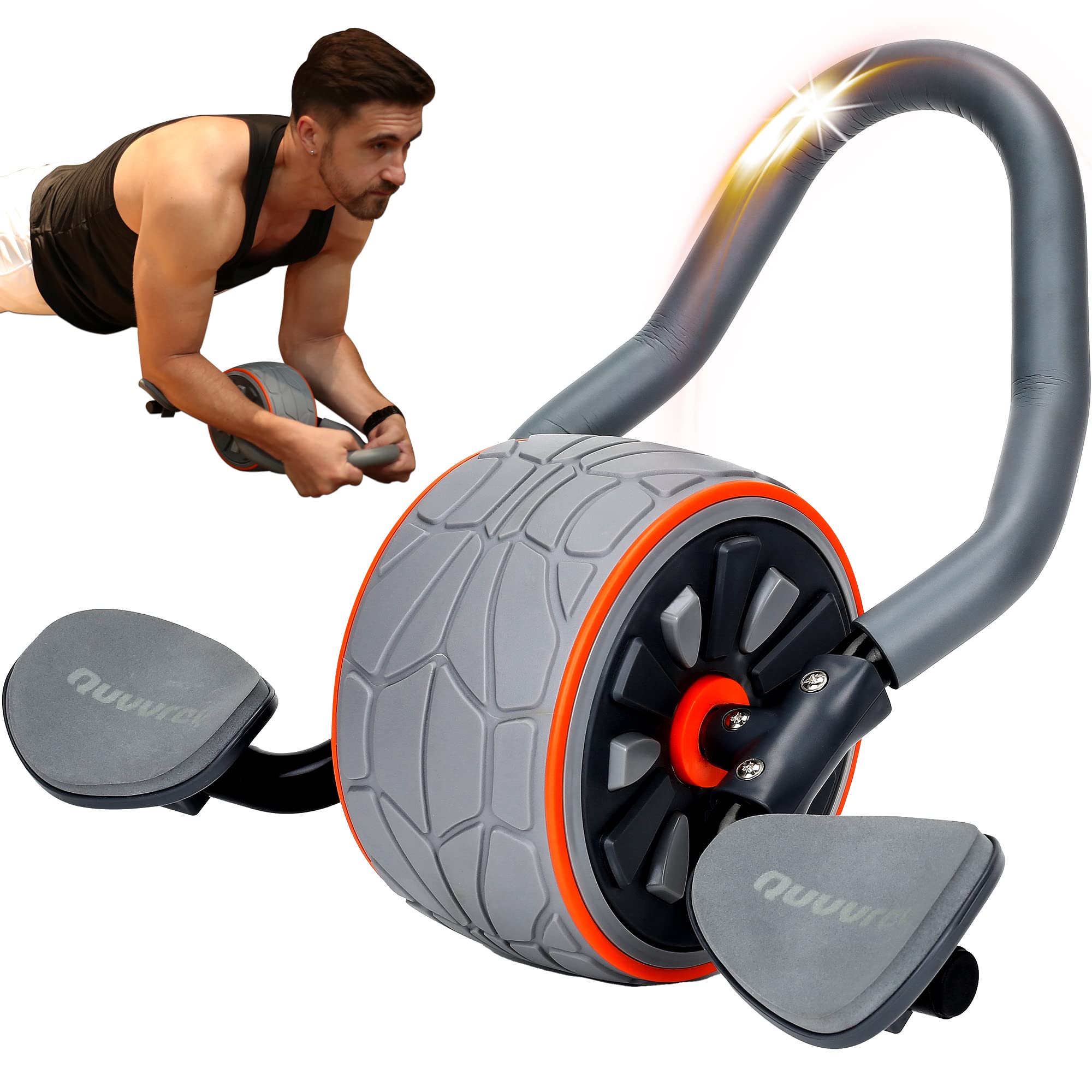 4D Ab Roller Wheel with Elbow Support & Knee Pad - Core Workout Equipment for Home Gym - Dynamic Abdominal Trainer for Men & Women - Perfect for Strength Training, Yoga, and Fitness Routines