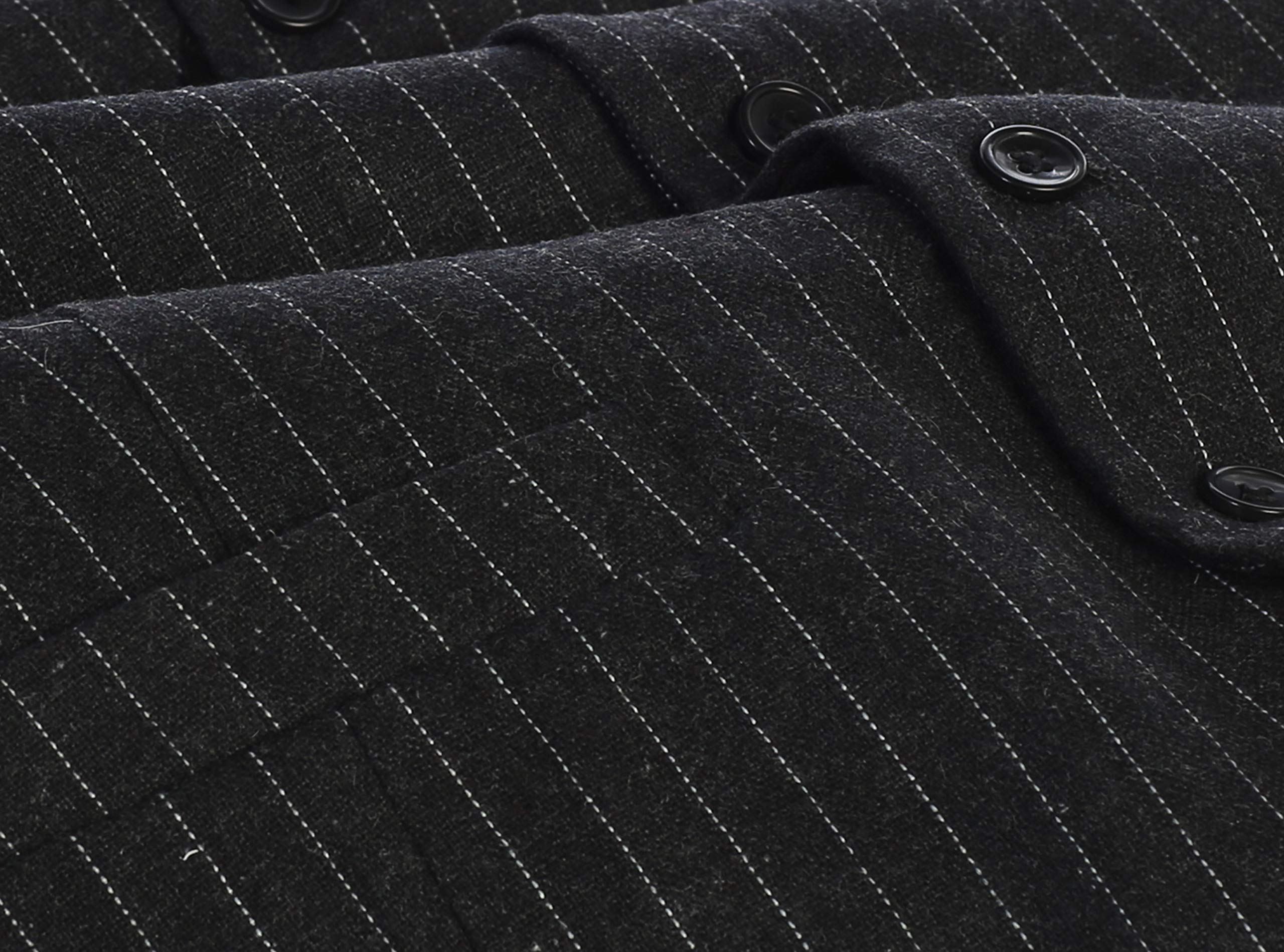 Gioberti Men's 5-Button Wool Blend Tweed Pinstripe Vest for Formal Wear | Business Suit, Wedding, Office & Special Occasions