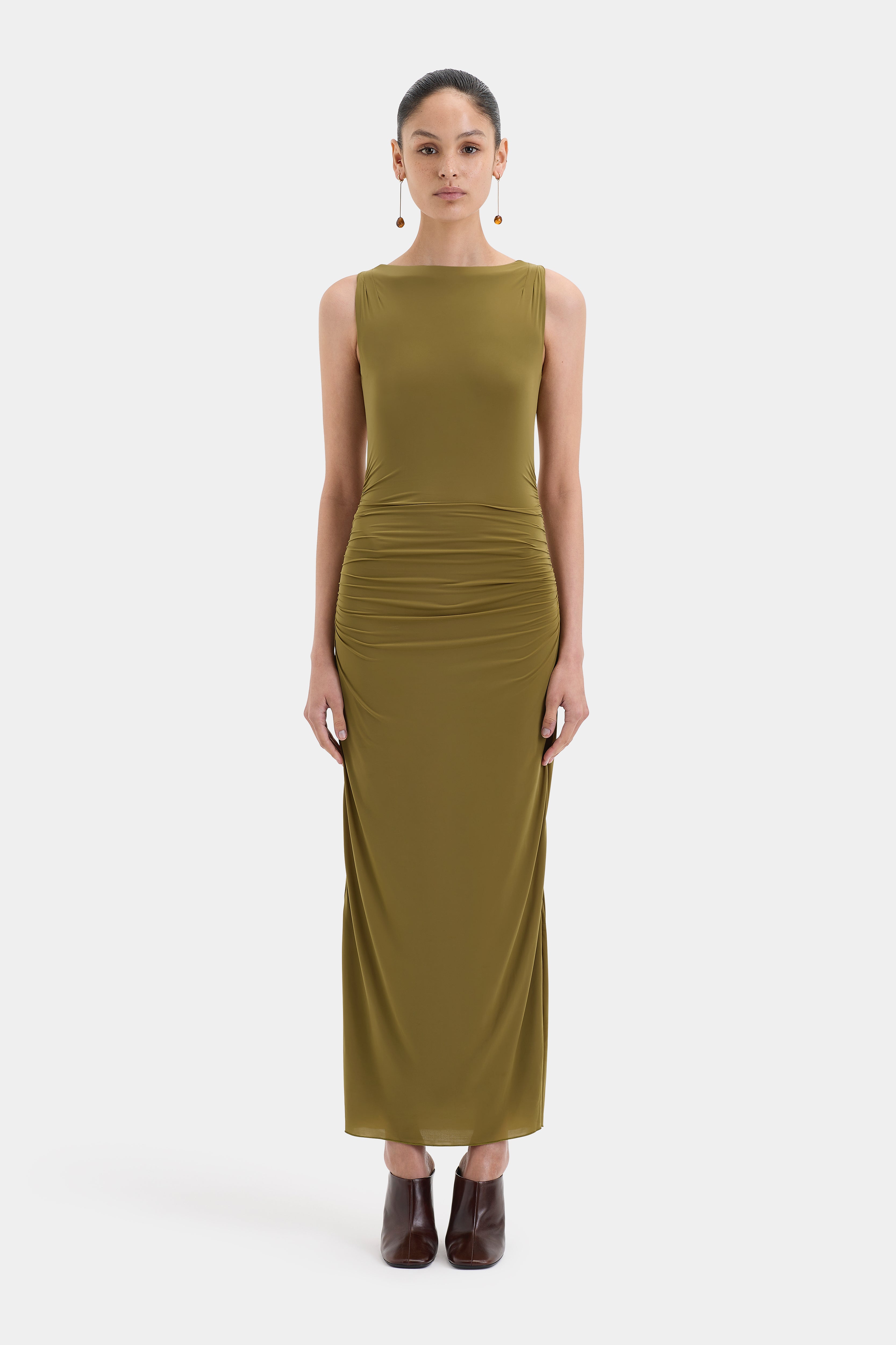 Cascina Twist Midi Dress for Women | Flowy Summer Dress with Twist Detail | Perfect for Beach Vacations, Date Nights & Brunch Outings