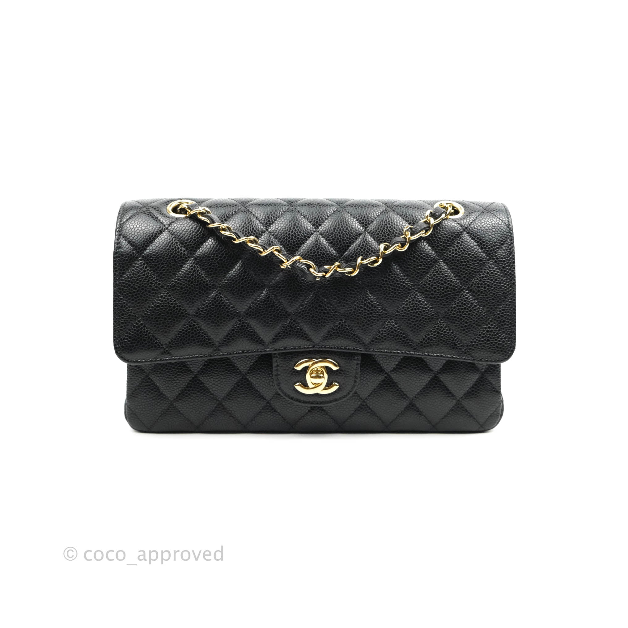 Chanel Classic Medium Double Flap Bag - Black Caviar Leather with Gold Hardware | Luxury Handbag for Women, Perfect for Work, Evening & Special Occasions