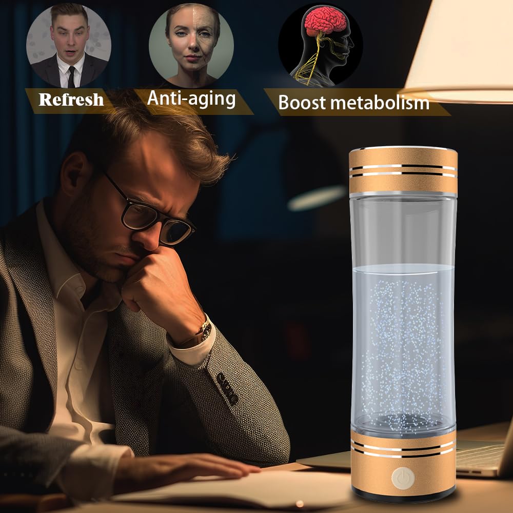 Premium GOSOIT Hydrogen Water Bottle with SPE PEM Technology - Portable Hydrogen Water Generator & Ionizer for Health & Wellness - Glass Pitcher for Home, Office, Gym & Travel