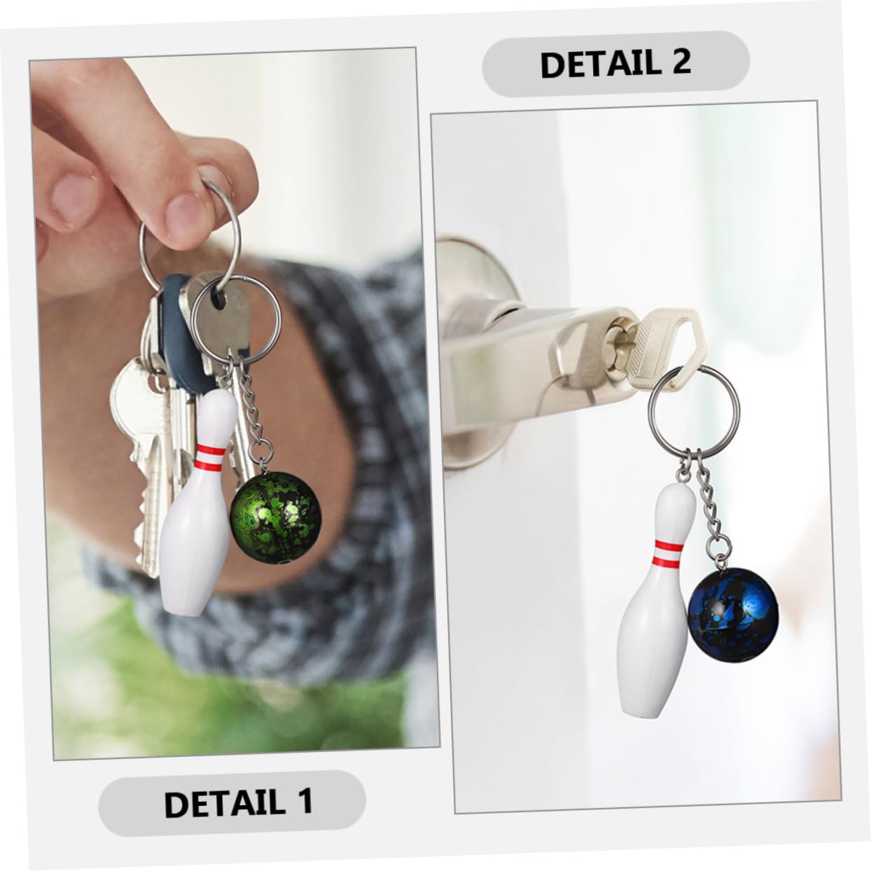 GAROZATION 12pcs Stainless Steel Bowling Keychain Set - Sports Keyring Decorations for Bowling Enthusiasts - Perfect Gift for Bowling Match Souvenirs & Team Spirit Accessories