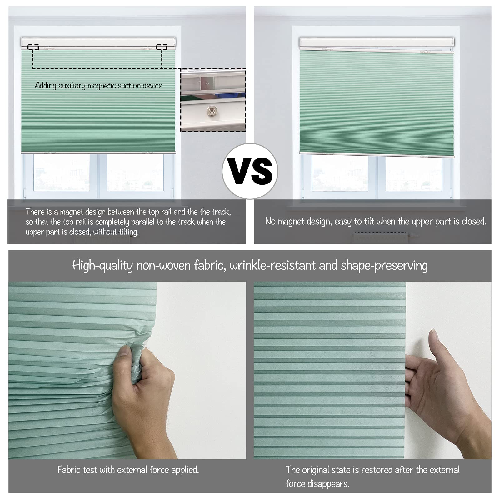 Boolegon Cordless Blackout Honeycomb Shades - Top Down Bottom Up Cellular Blinds for Windows, Custom Cut to Size (22