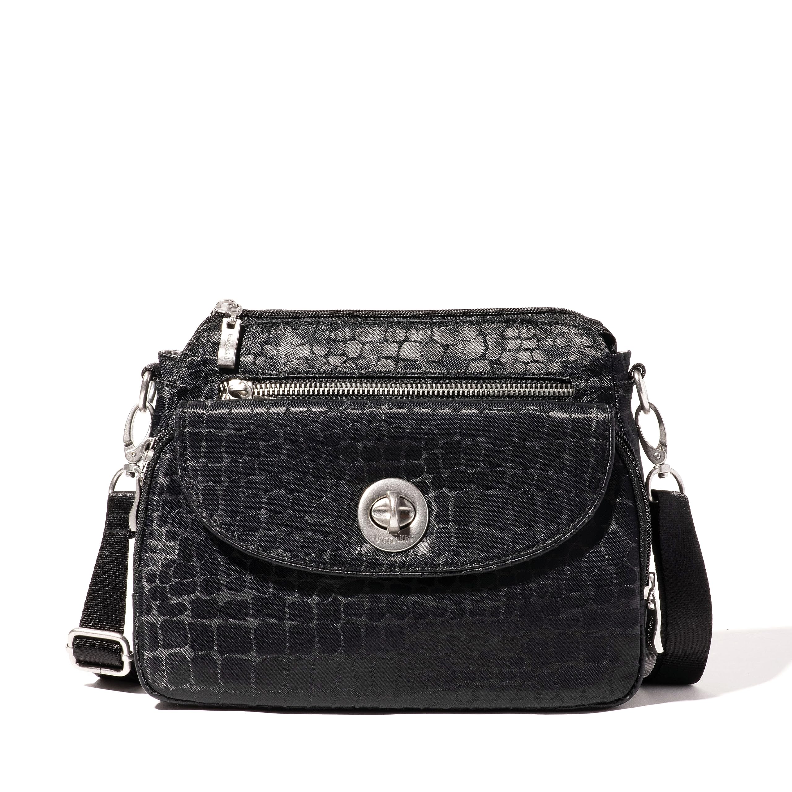 Baggallini Calais Crossbody Bag for Women - Lightweight Water-Resistant Travel Purse with RFID Protection & Interior Pockets (10x7 inches) - Perfect for Everyday Use, Commuting, and Travel