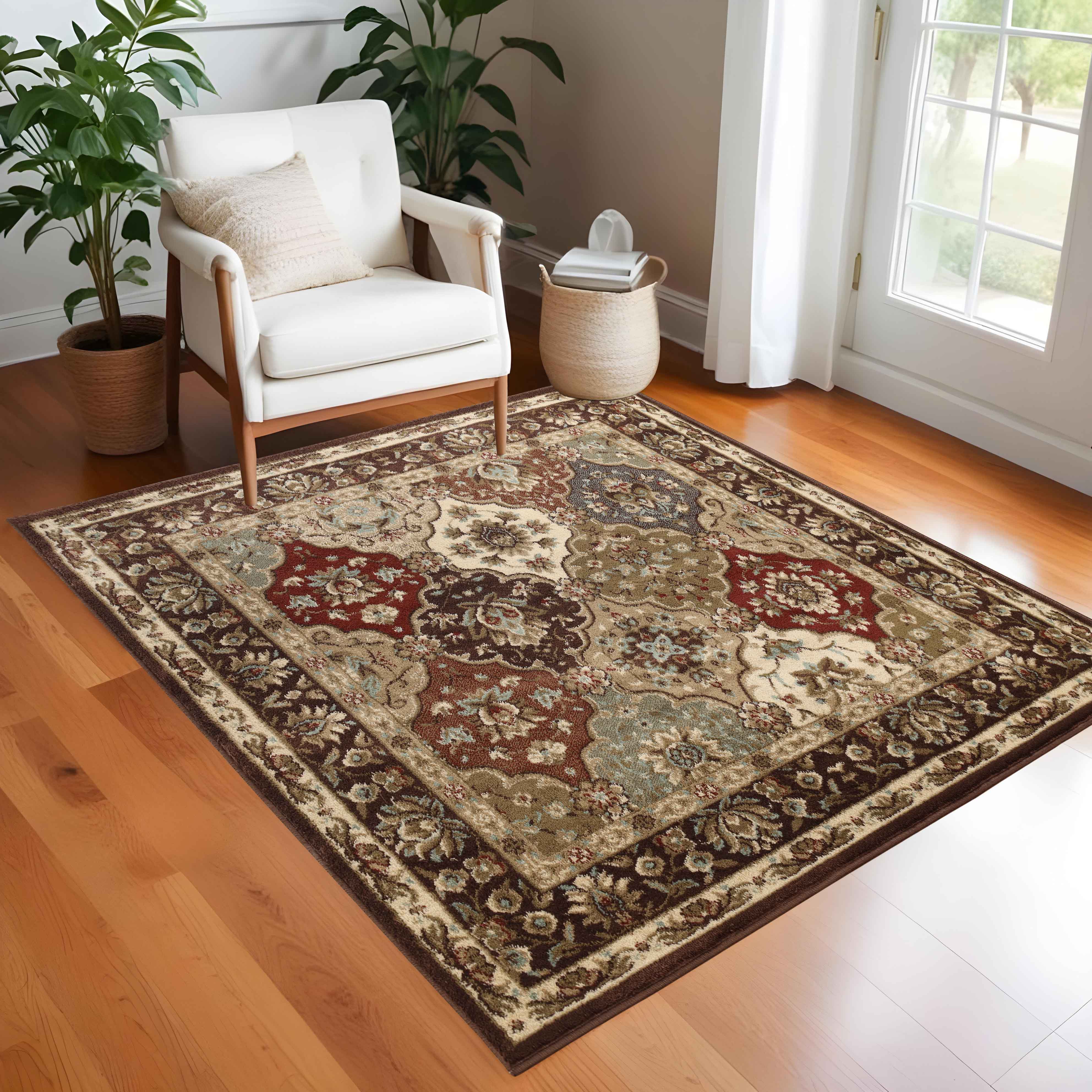 Palmyra Traditional Floral Medallion Indoor Area Rug - Non-Slip Living Room Carpet, Bedroom Runner Rug for Home Decor | Perfect for Hallway, Entryway & Cozy Spaces