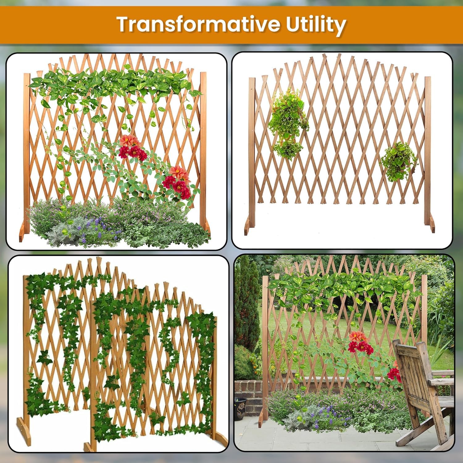 Expandable Wooden Lattice Fence - Willow Garden Trellis for Climbing Plants, Outdoor Décor & Yard Screening | Lightweight Decorative Screen for Vines, Flowers & Home Gardens | Perfect for Backyard, Patio & Landscape Design