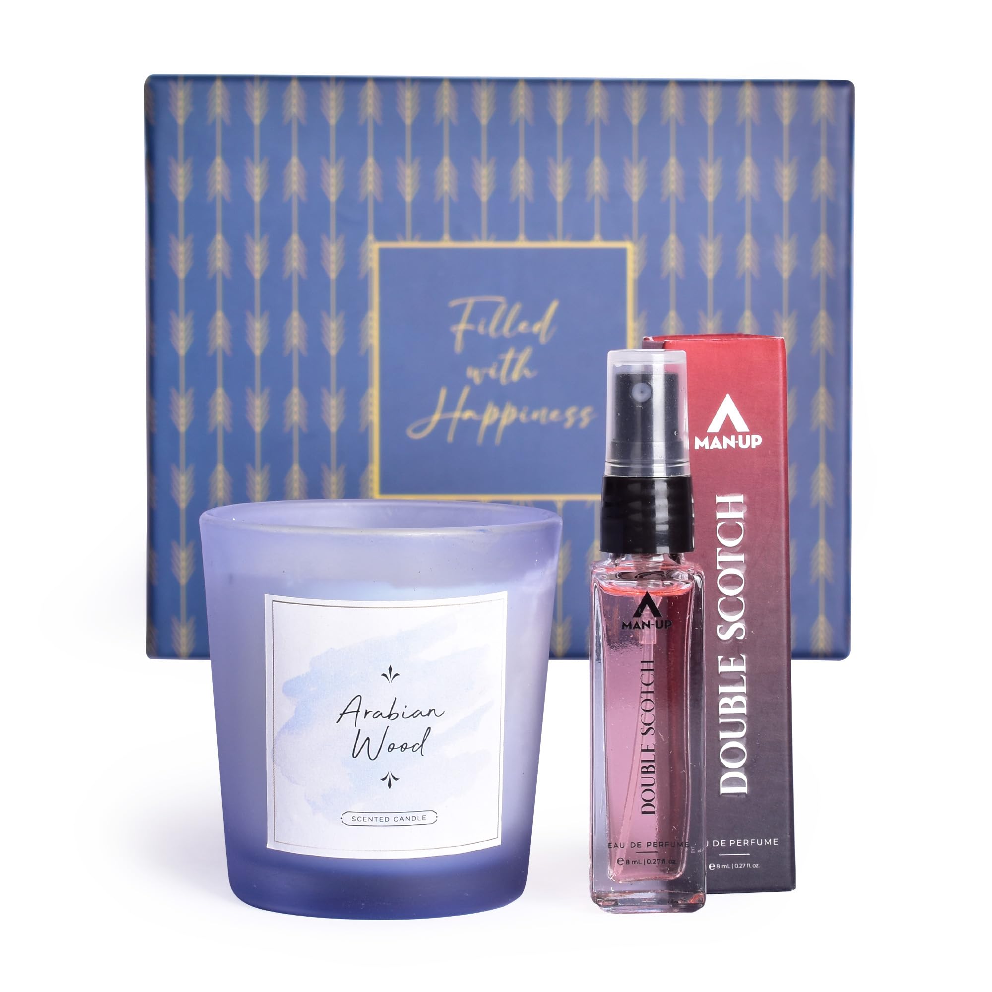 Gleevers Luxury Men's Gift Set - 2 Pack with Double Scotch Cologne (8ml) & Arabian Wood Scented Candle (60g) - Perfect Birthday, Anniversary & Valentine's Day Gift for Husband, Boyfriend, Brother | Romantic Present for Date Night & Special Occasions