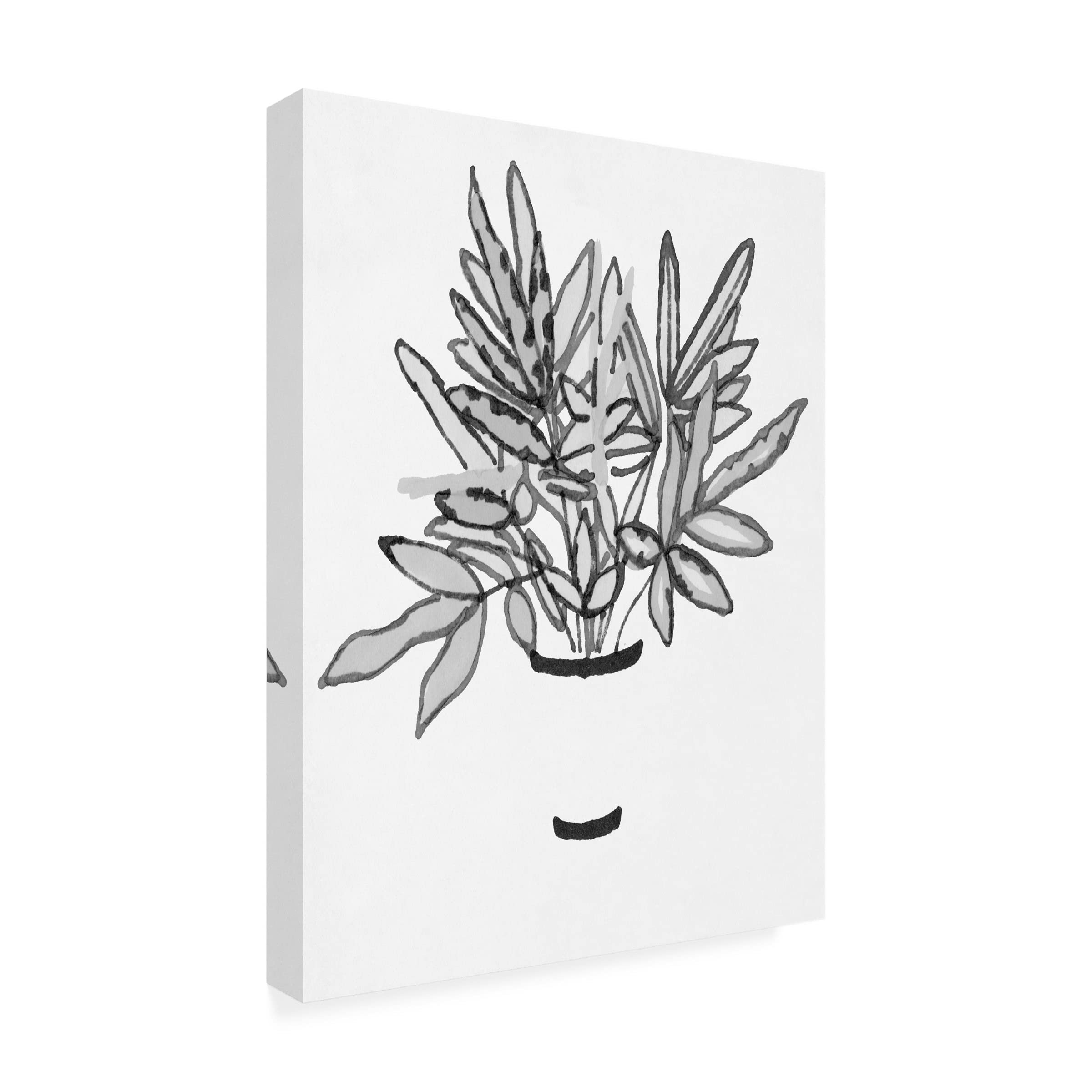 Stellar Design Studio 'Black and White Indoor Plant IV' Canvas Wall Art - Modern Botanical Decor for Living Room, Bedroom & Office