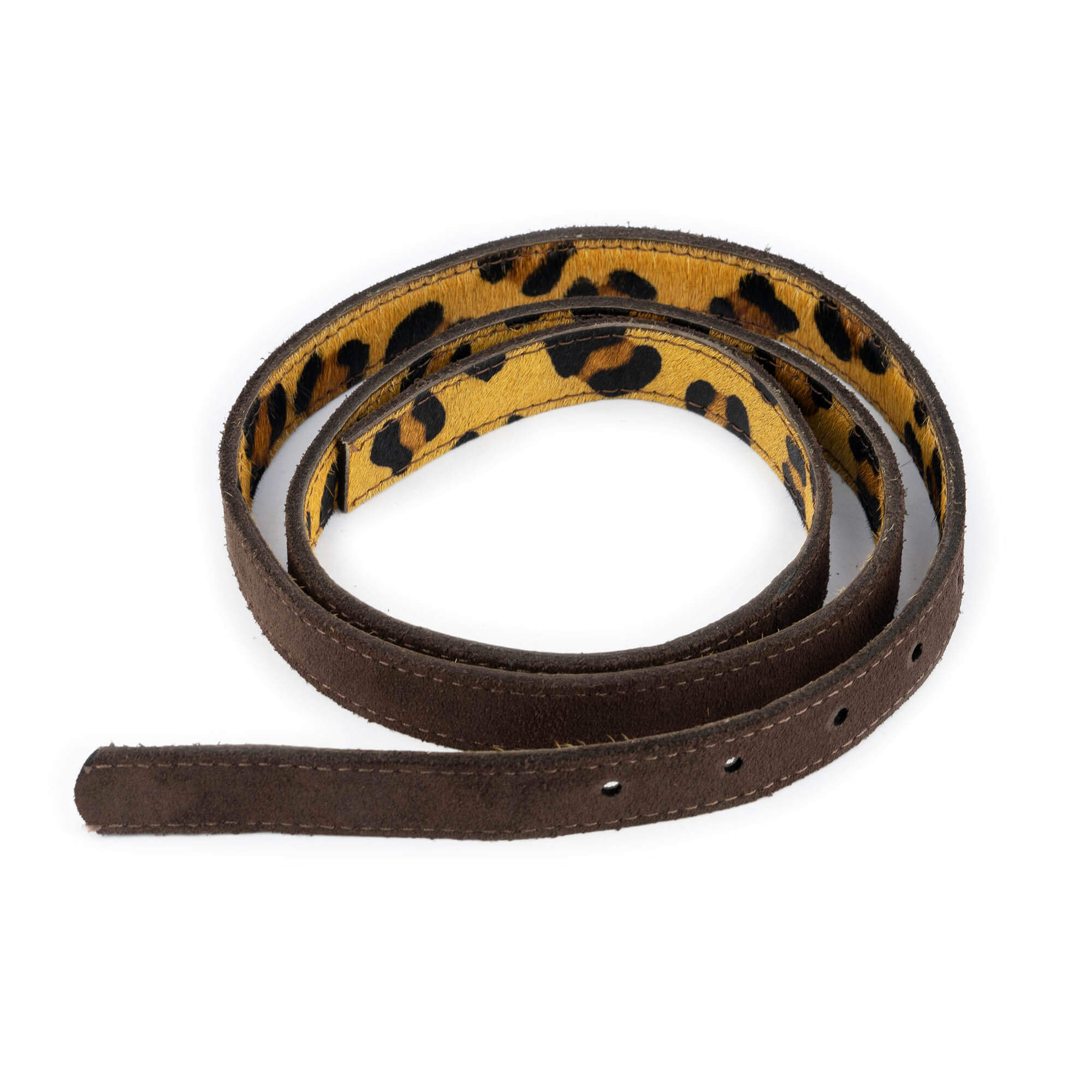 Genuine Brown Suede Leather Belt Strap for Hermes Buckles - Reversible Leopard Print - Adjustable Waistband for Men & Women - Perfect for Casual Wear, Office Outfits & Fashion Accessories
