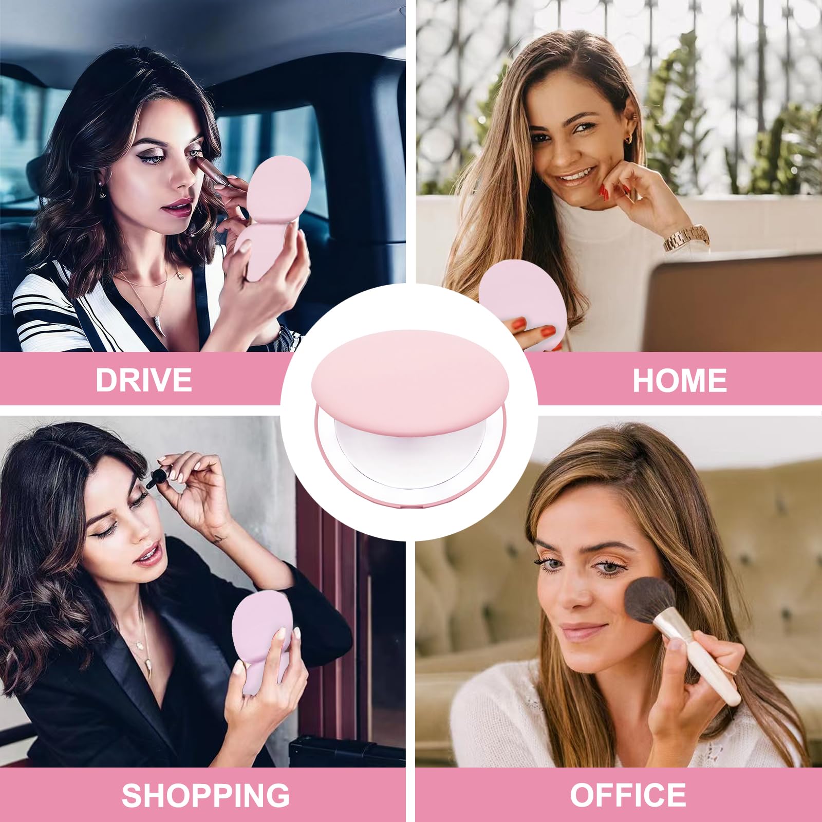 Giazee Compact Travel Makeup Mirror with LED Light - 1X/10X Magnifying Mirror, Portable Pocket Mirror for Handbag & Purse | Perfect for Home, Travel, and On-the-Go Touch Ups