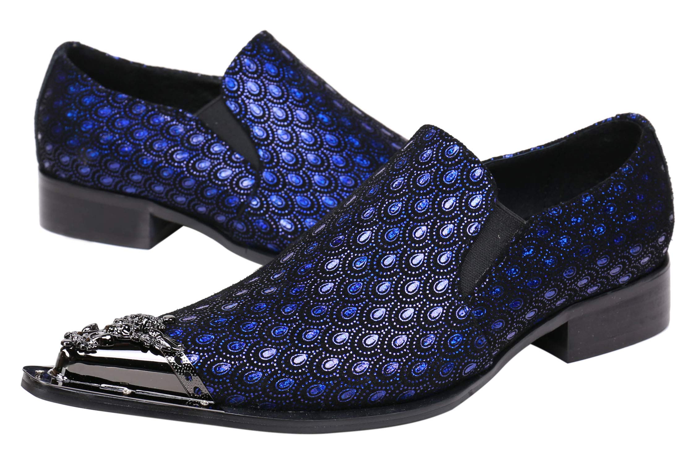 Santimon Men's Loafers - Pointed Toe Leather Dress Shoes with Sparkling Metal Tip for Western Style & Casual Wear | Perfect for Office, Parties, and Special Occasions