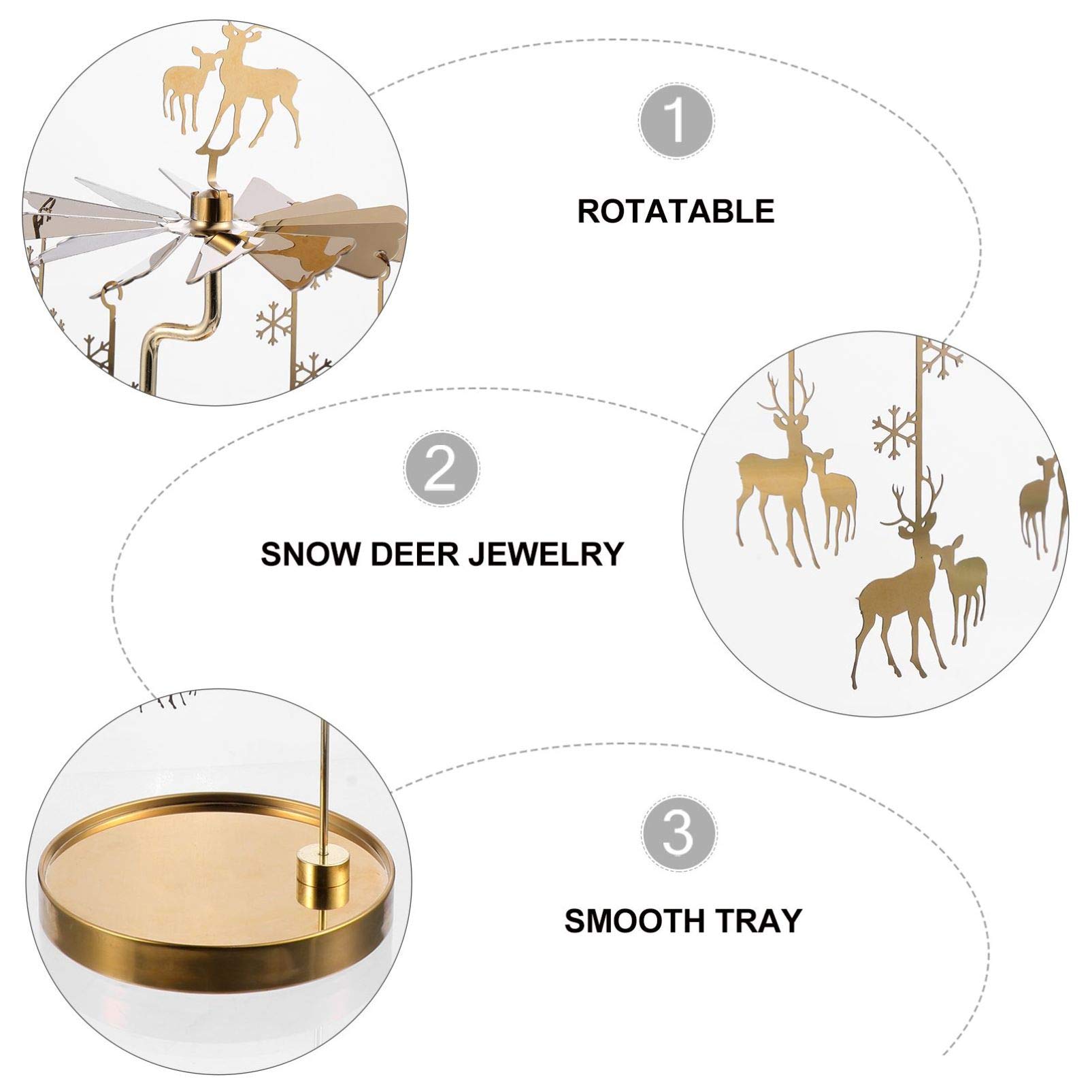 Beaupretty Romantic Metal Tealight Candle Holder - Deer Design Spinning Candle Stand with Jewelry Dish for Christmas, Wedding, Home Decor | Perfect for Table Centerpieces, Romantic Dinners & Holiday Decorations