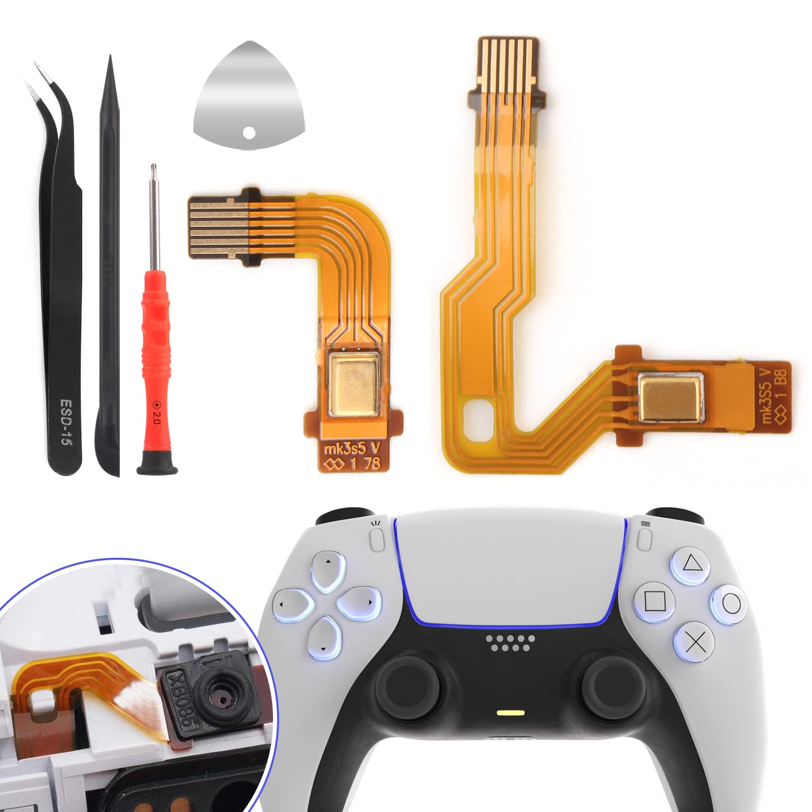RongZy Flexible Microphone Cable for PS5 Controller - Replacement Speaker Cable for Sony PS5 BDM-020/BDM-030 (Left & Right) - Repair Part for Gaming Headsets & Audio Accessories - Perfect for PS5 Controller Repairs & DIY Fixes