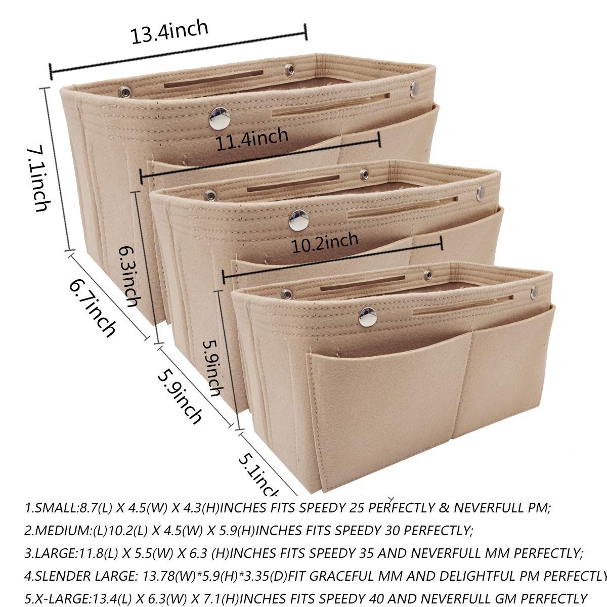 LEXSION Felt Purse Organizer Insert - Multi-Pocket Handbag Organizer with 8 Slots for Wallets, Phones & Cosmetics | Perfect for Tote Bags, Crossbody & Travel Accessories