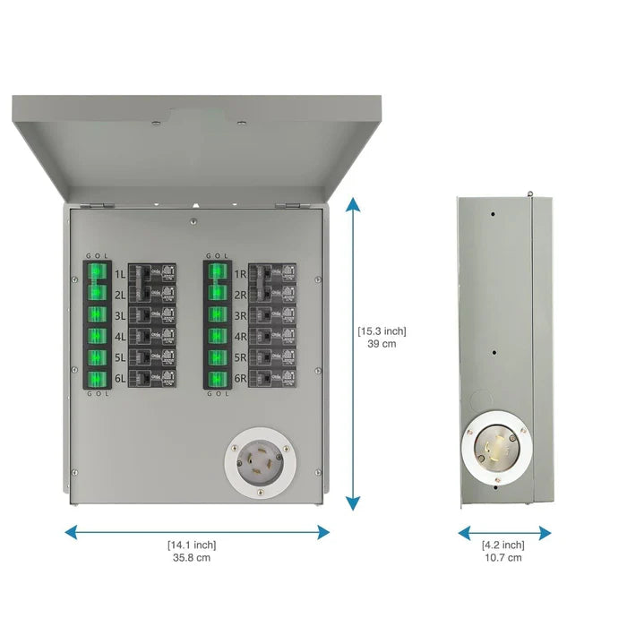 Natures Generator 12 Circuit 120V/240V 30A Manual Power Transfer Switch for Home Backup Power & Emergency Use