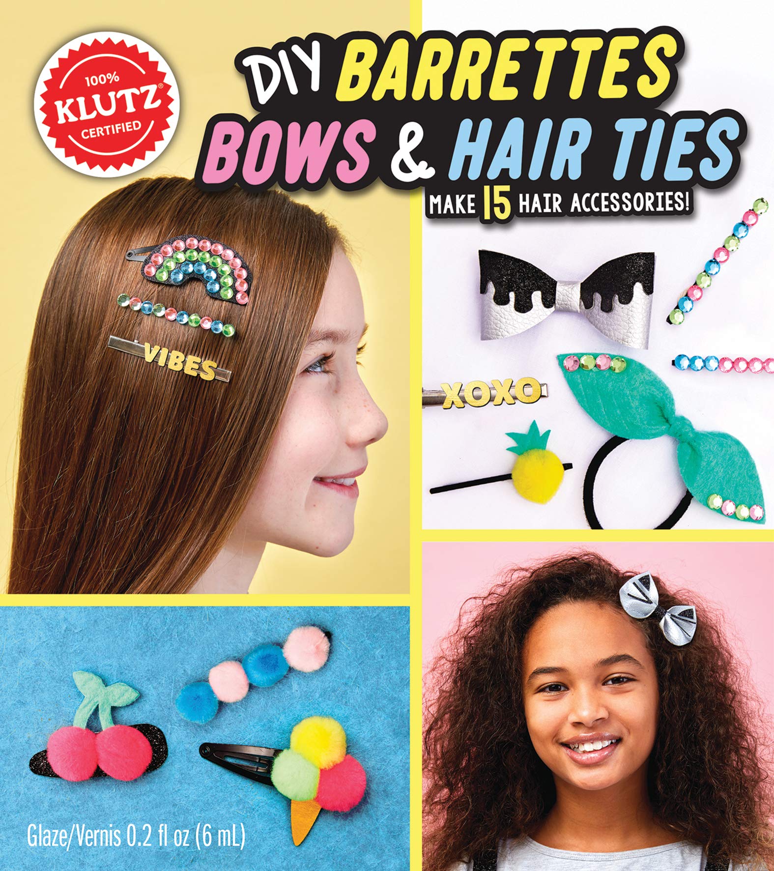 Klutz DIY Barrettes, Bows & Hair Ties Set - Clear & Gold Hair Accessories for Girls, Women - Perfect for Parties, Weddings & Everyday Styling