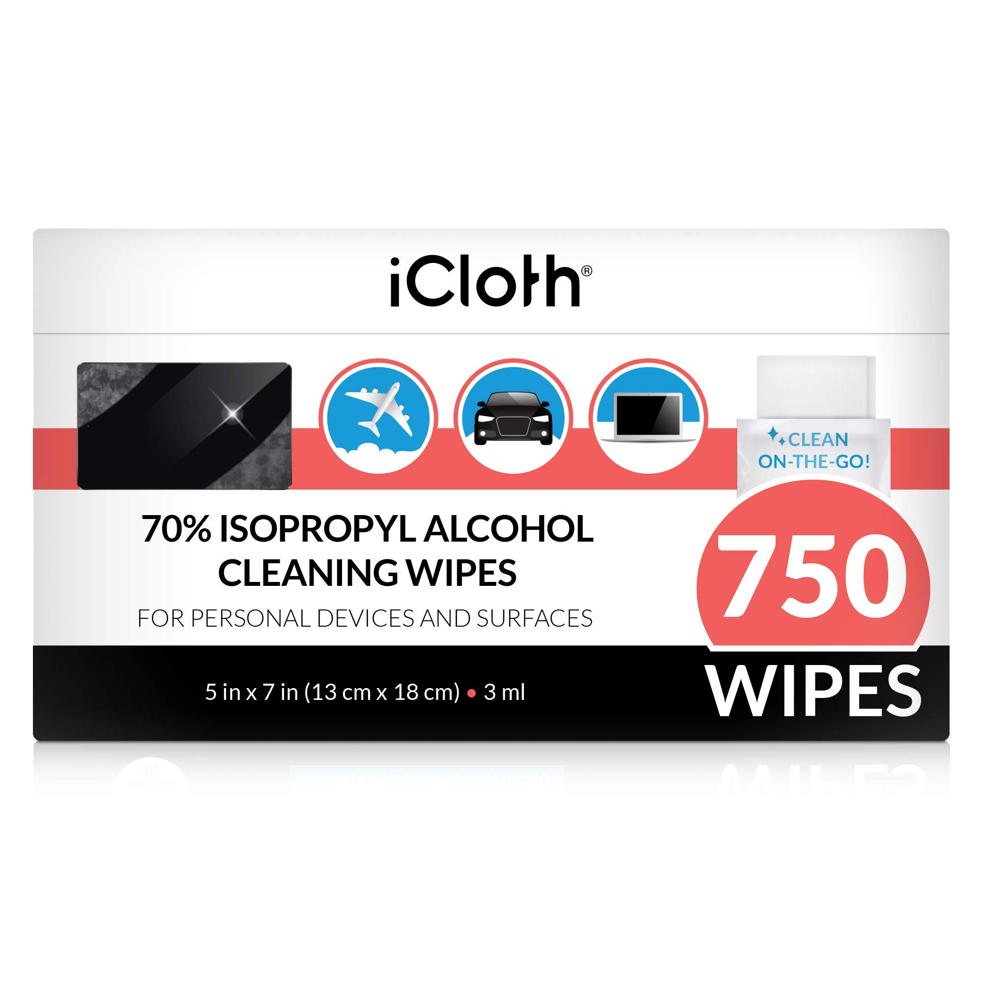 iCloth Cleaning Wipes - Premium Screen Cleaner for iPhone, iPad, Laptop & Electronics | Streak-Free, Lint-Free Microfiber Wipes | 750 Count Box | Perfect for Home, Office & Travel Use