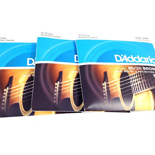D'Addario EJ36 12-String Bronze Acoustic Guitar Strings 3-Pack - Light Gauge (10-47) | Bright Tone & Long-Lasting Performance | Perfect for Folk, Rock & Live Performances