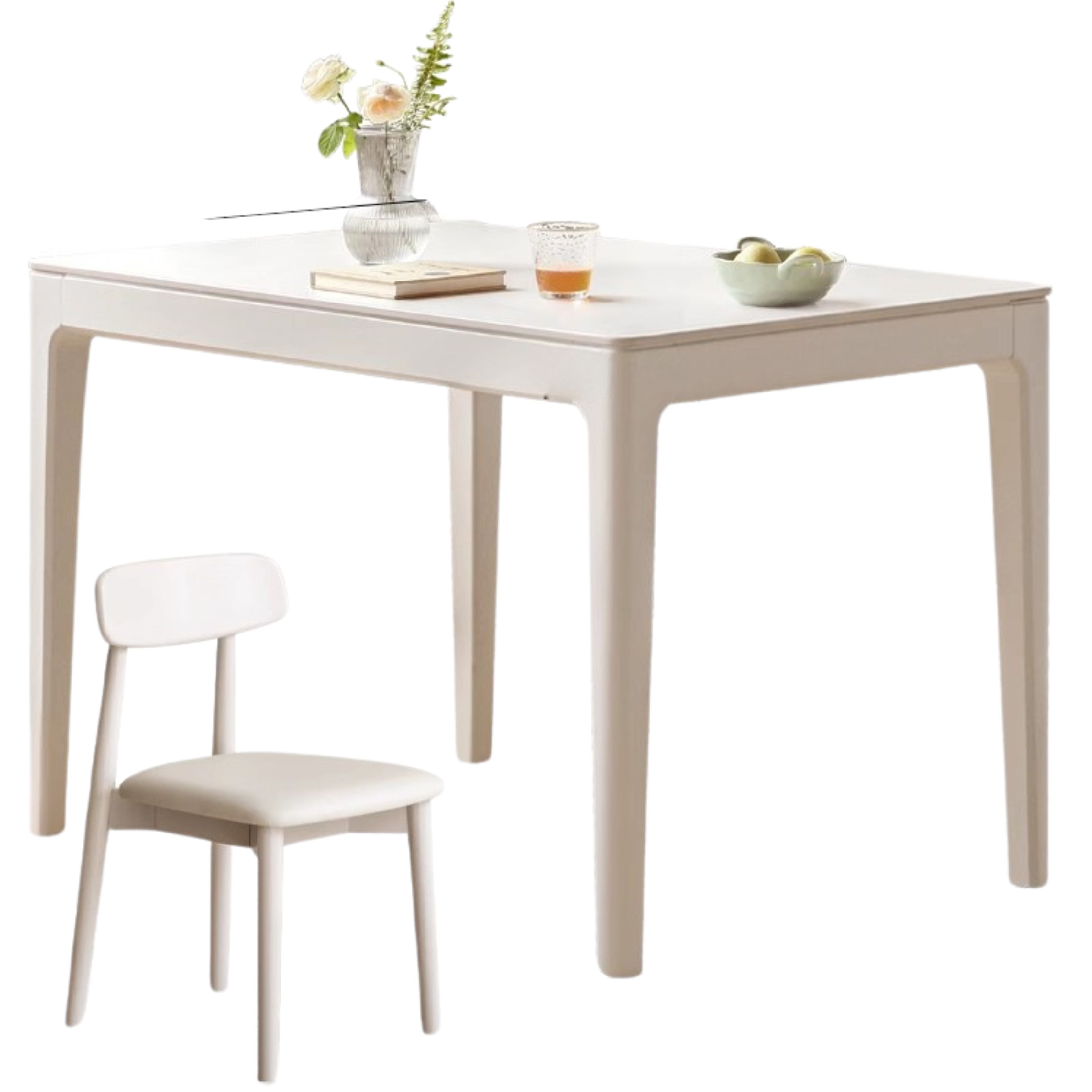 47.2x29.5x29.5 inch / 120x75x75cm / white color /Slate Dining Table + 4chairs