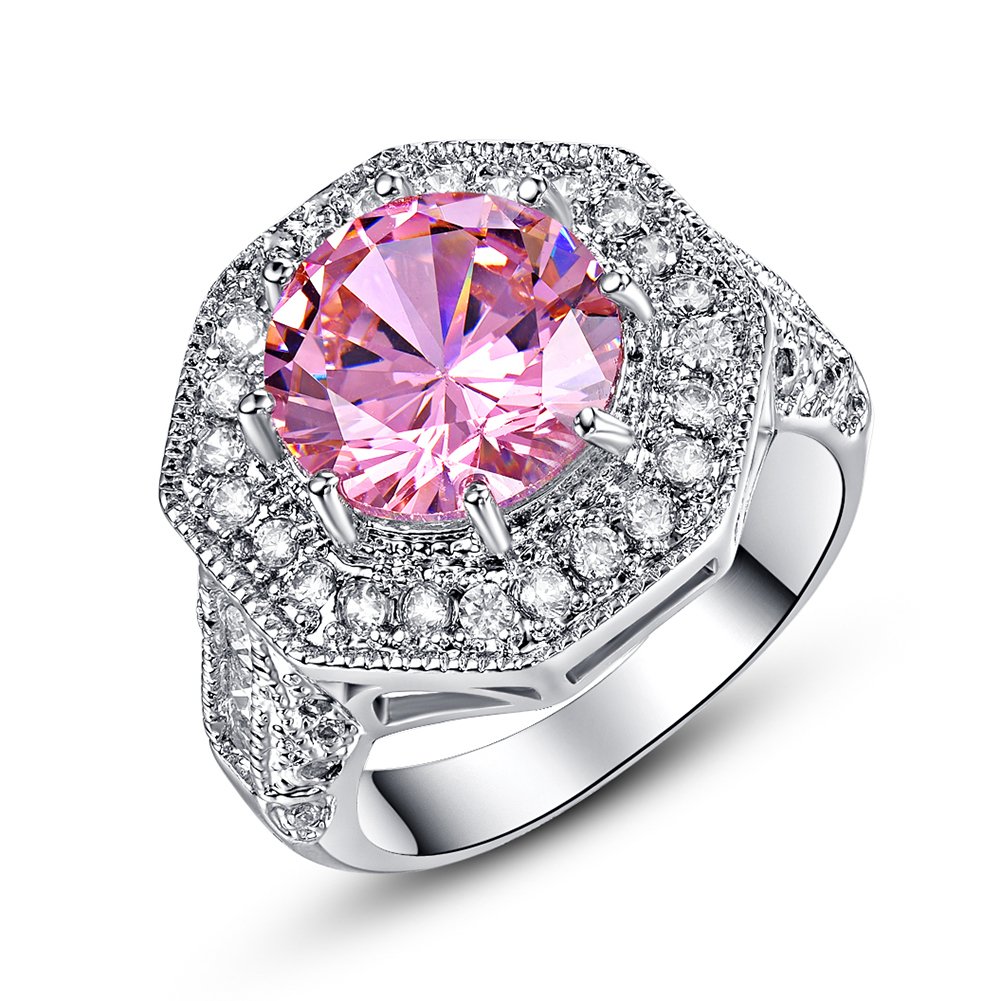 925 Sterling Silver Plated Cubic Zirconia Halo Cocktail Ring for Women - Elegant Evening Party Jewelry Gift for Anniversary, Engagement & Special Occasions