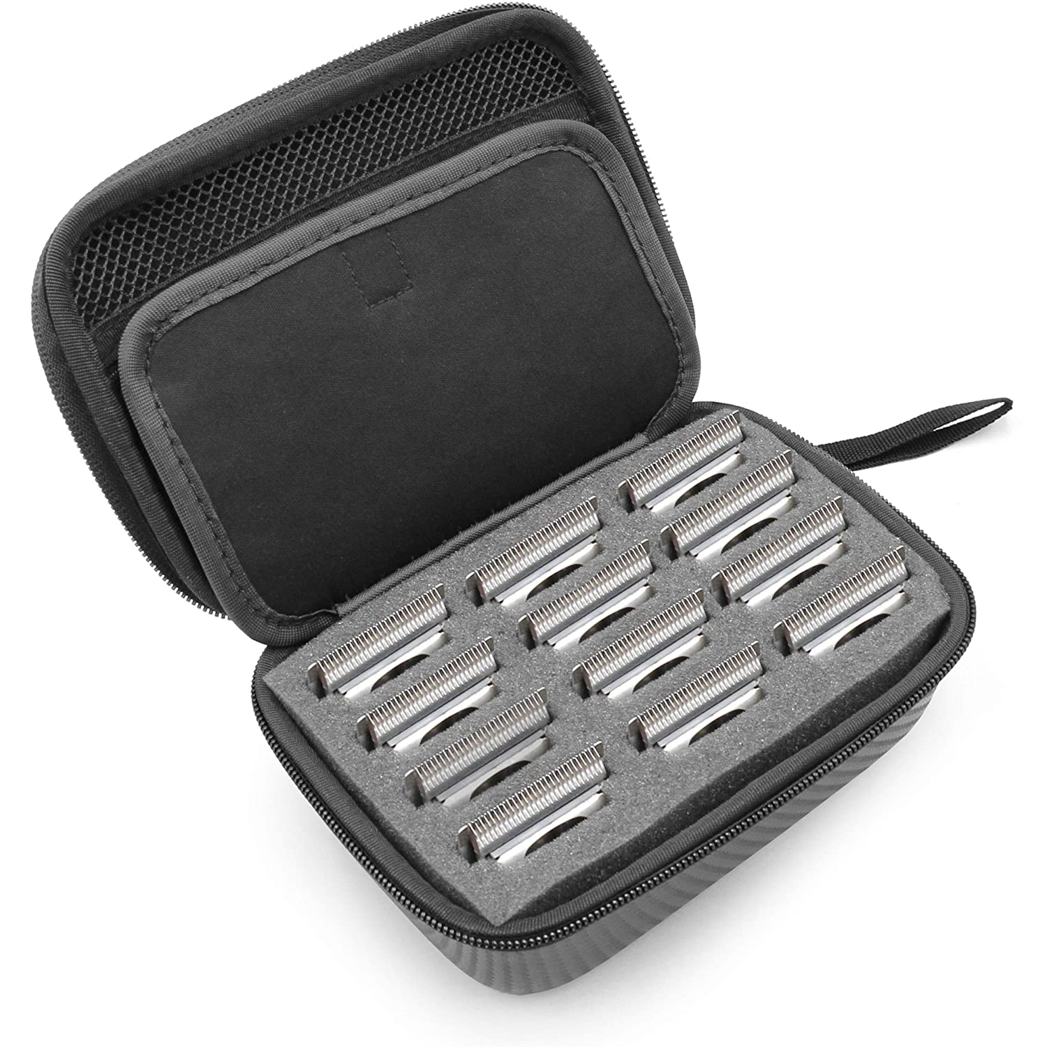 CASEMATIX Hair Clipper Guard & Blade Holder Case - Fits 12 Metal Guards for Andis, Oster, Wahl, Babyliss Detachable Clippers - Professional Organizer for Barbers & Stylists - Perfect for Salon, Home & Travel Use