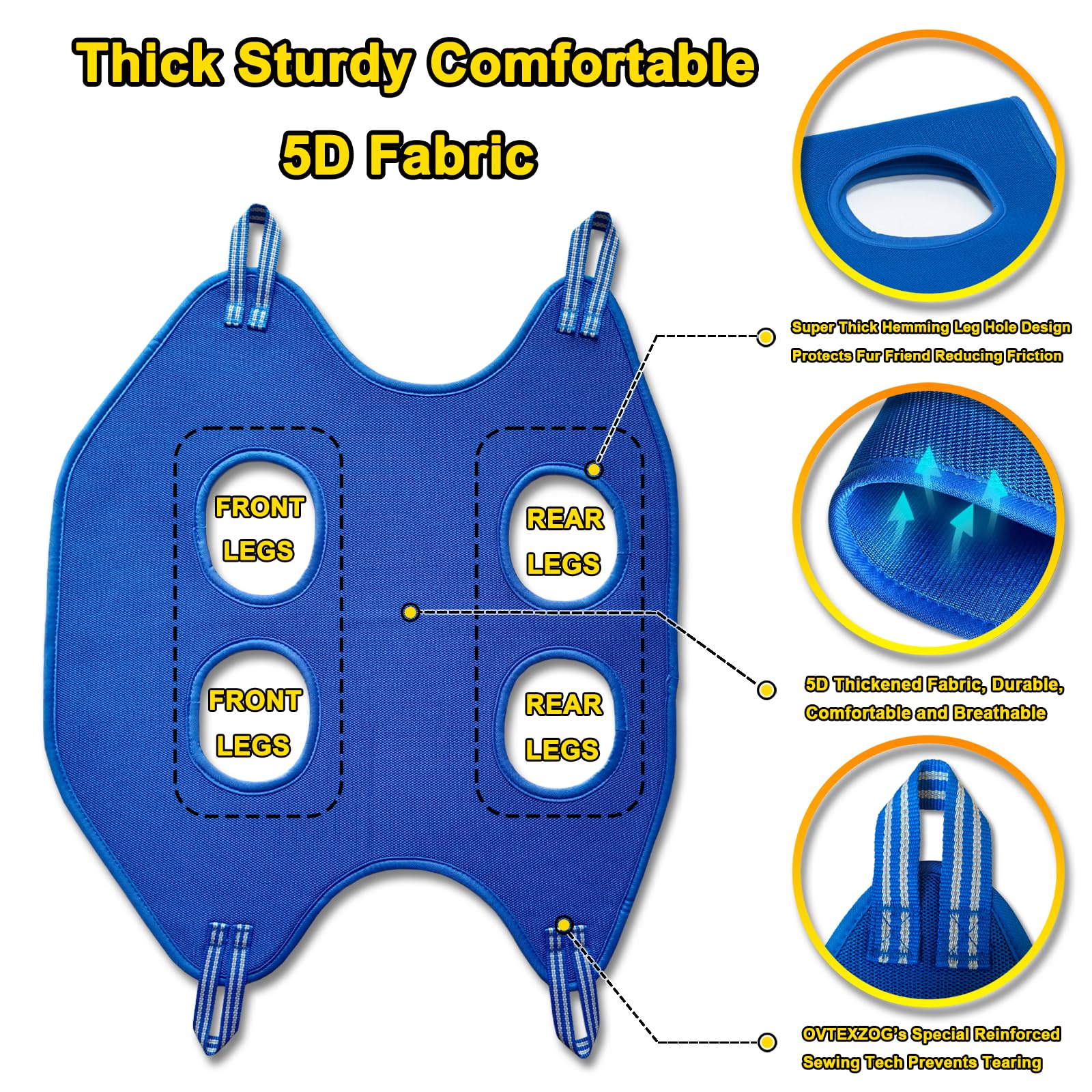 OVTEXZOG Dog Grooming Hammock Harness - Adjustable Pet Sling for Nail Trimming, Bathing & Grooming - Includes Nail Clippers & Restraint Bag - Small Size Supports Up to 30LBS (Blue) - Perfect for At-Home Pet Care & Professional Grooming Sessions