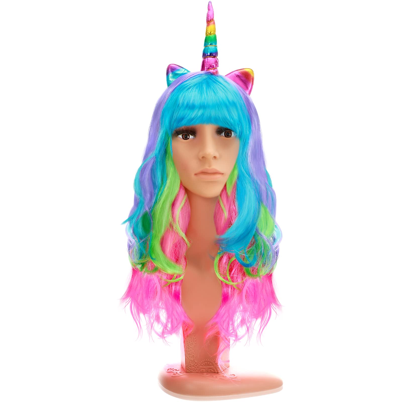 Geosar 4-Piece Unicorn Costume Set - Rainbow Fluffy Leg Warmers, Layered Tulle Tutu Skirt, Unicorn Wig & Headpiece with Face Gem Stickers for Women | Perfect for Halloween, Cosplay, Birthday Parties & Festive Performances