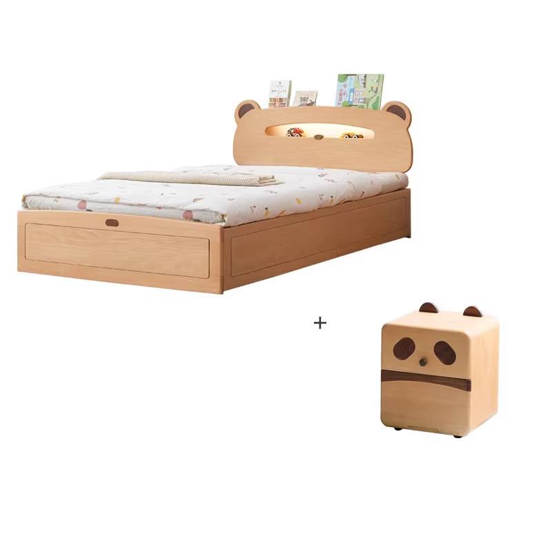 Solid Oak & Beech Wood Bear Night Light Box - Handcrafted Wooden Bedside Lamp for Kids Room, Nursery Decor, Cozy Bedtime Reading Light - Perfect Gift for Baby Showers & Children's Bedrooms