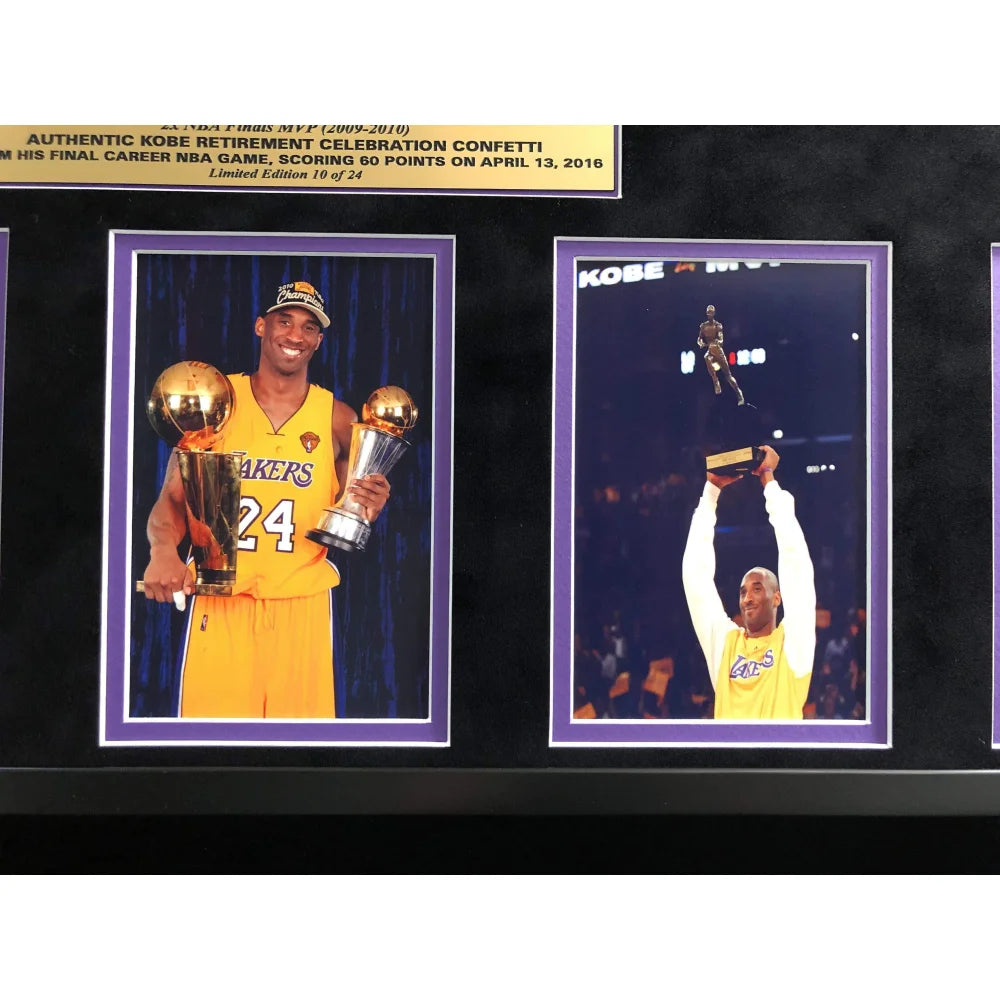Kobe Bryant Final Lakers Game Used 24 Confetti Collage #D/24 Retirement Commemorative Basketball Memorabilia - Perfect for Sports Collectors, Lakers Fans, and NBA Memorabilia Displays