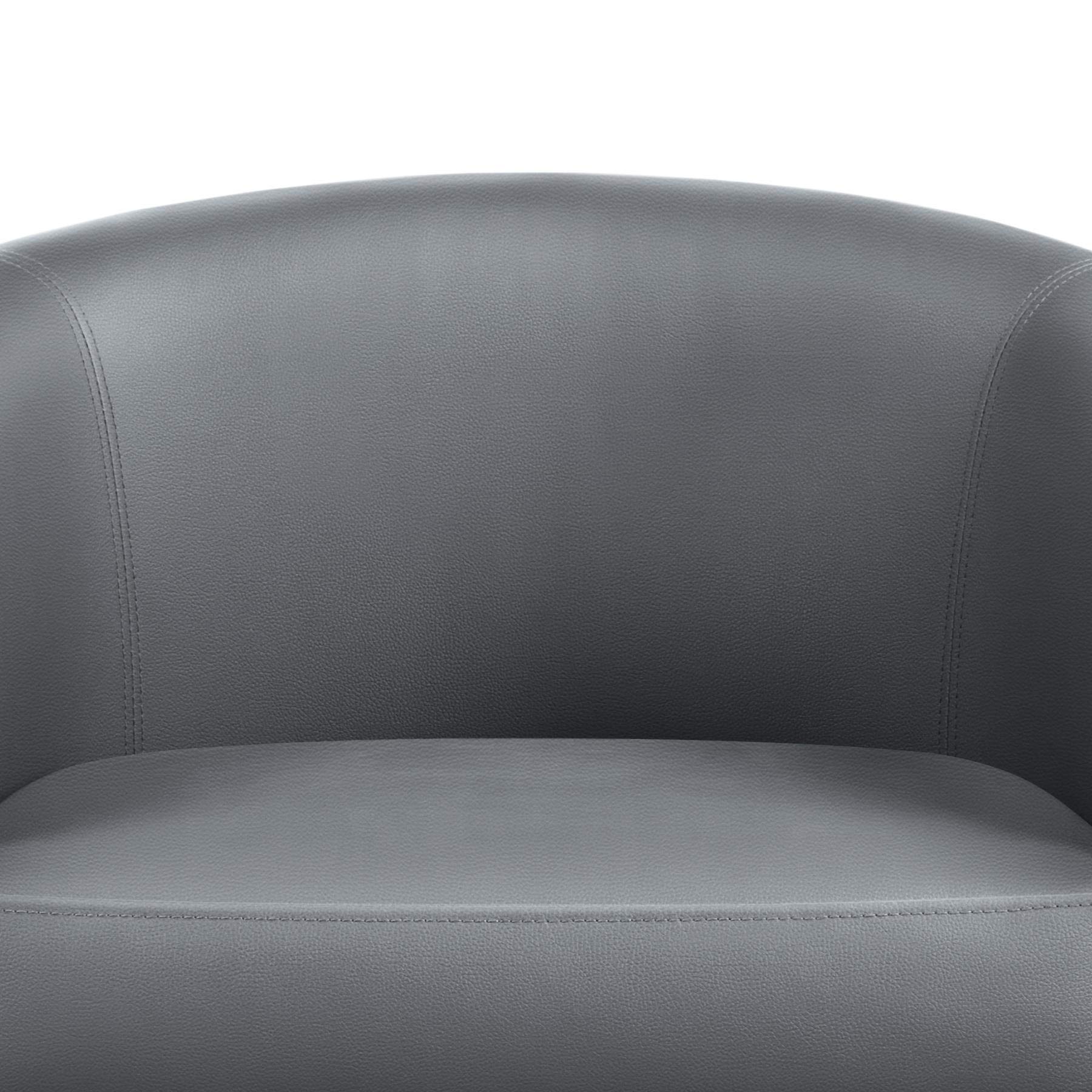 Topeakmart 2-Piece Gray Faux Leather Accent Chairs Set - Modern Barrel Club Chairs with Wooden Legs for Living Room & Bedroom | Comfortable Upholstered Seating for Home Office, Reading Nook & Lounge Areas