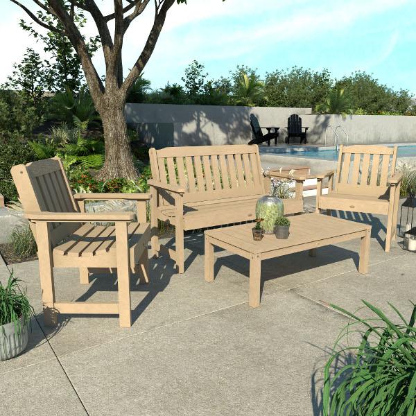 Lehigh 5-Piece Outdoor Garden Conversation Set - Patio Furniture with Cushions for Backyard, Deck, or Poolside Relaxation