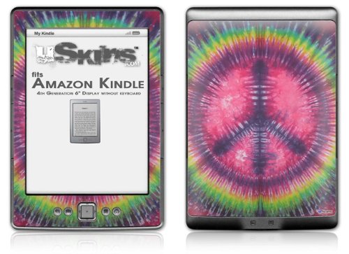 Tie Dye Peace Sign 103 - Decorative Skin Sticker for 4th Generation Kindle (6-inch Display, No Keyboard) | Protective Cover for Reading, Travel & School