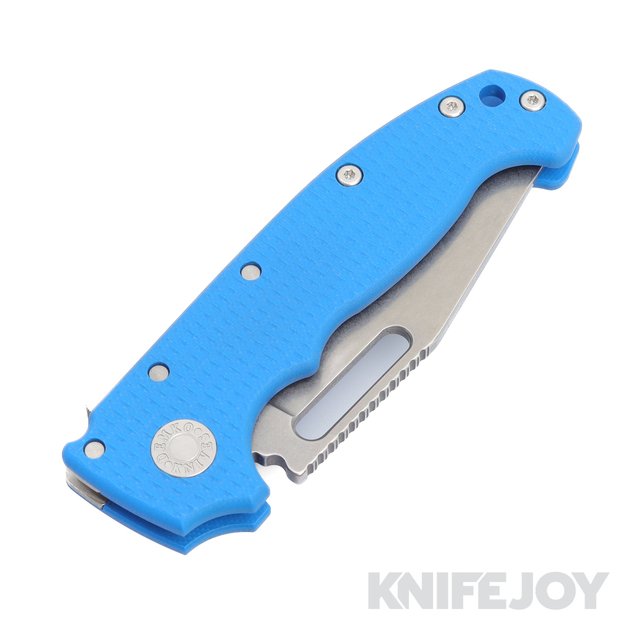 Demko Knives AD20 FFG Full Flat Grind 3V Steel Clip Point Blade with Blue G10 Handle - Tactical EDC, Outdoor Survival, Hunting & Camping Knife