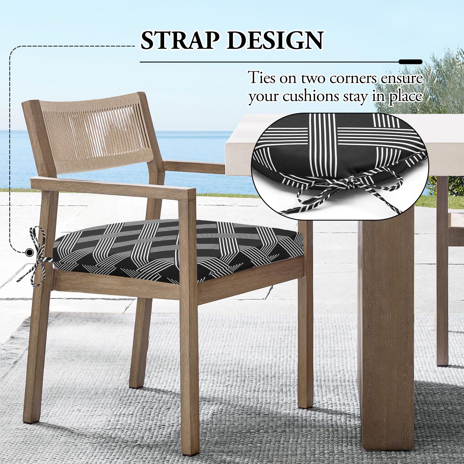 Premium Outdoor Chair Cushions Set of 4 - Waterproof Patio Furniture Cushions 17