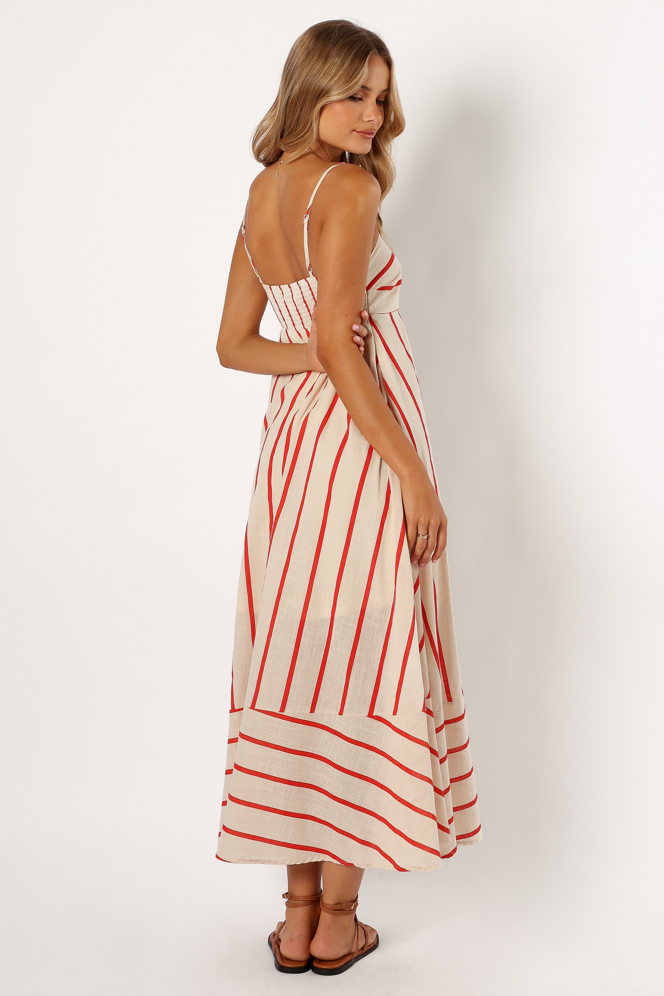 Brea Maxi Dress - Cream Stripe Flowy Summer Dress for Women | Perfect for Beach, Vacation & Casual Outings