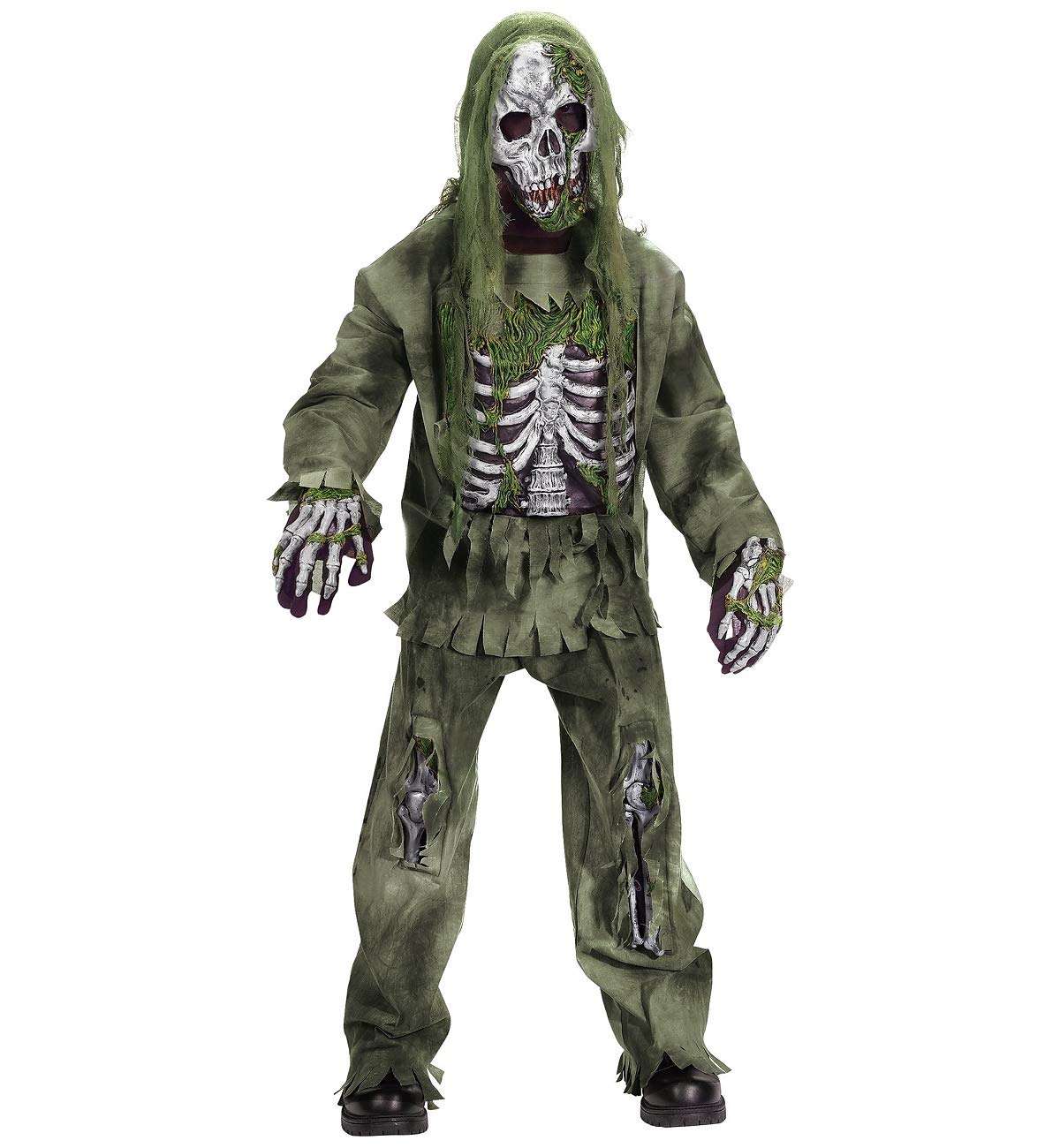 Fun World Big Boy's Skeleton Zombie Costume for Kids - Scary Halloween Dress Up & Cosplay Outfit for Boys