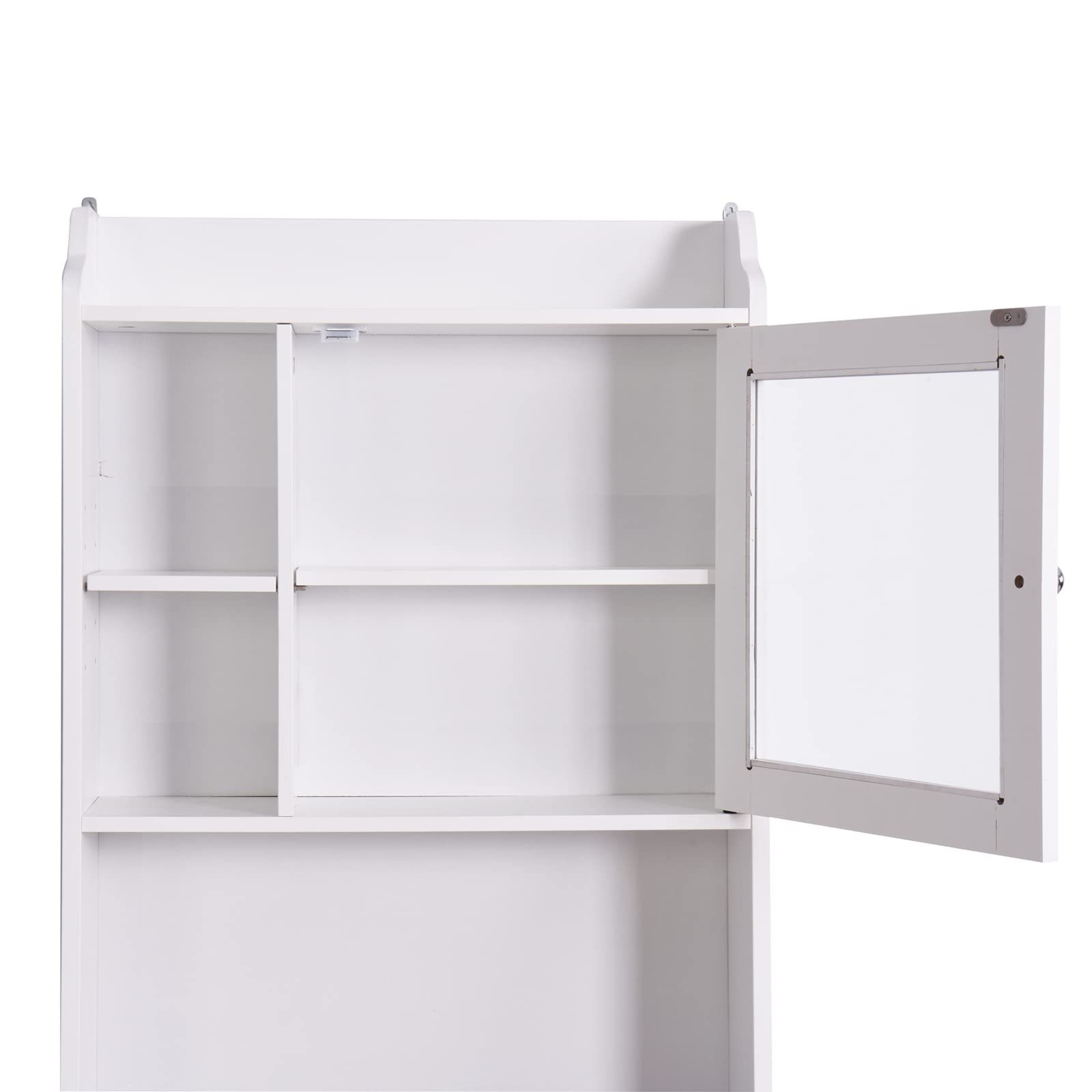Over The Toilet Storage Cabinet with Adjustable Shelves & Glass Door - 23
