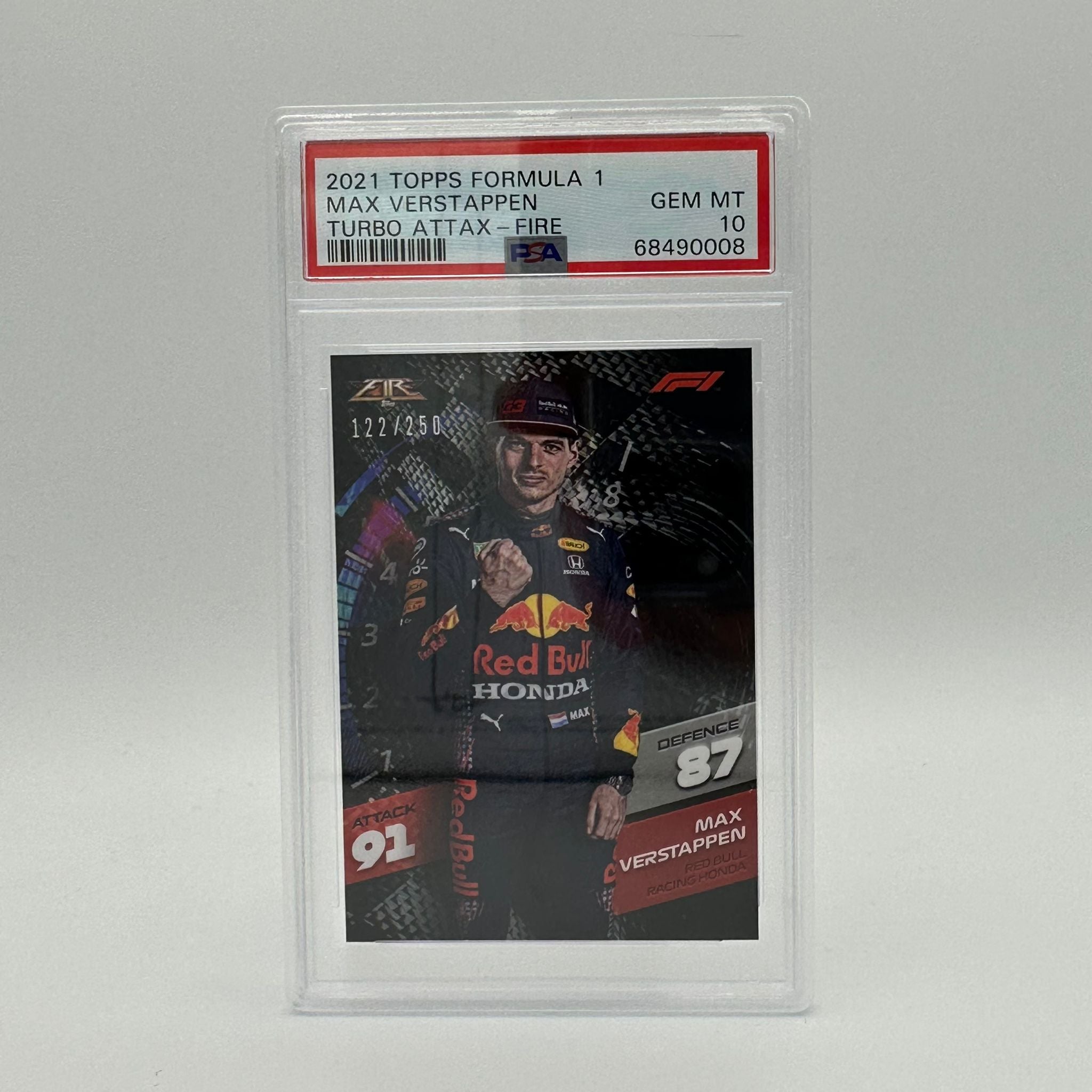 PSA 10 Graded Max Verstappen 1/250 Limited Edition Fire Racing Cards - Perfect for Collectors, Sports Memorabilia & F1 Fans
