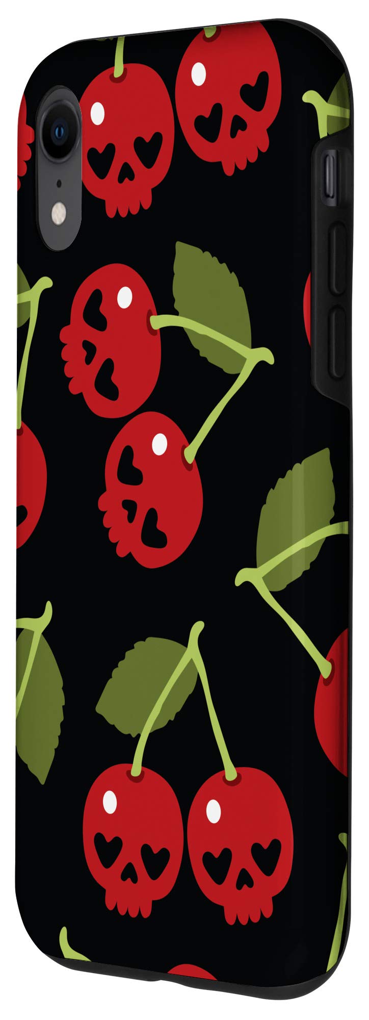 iPhone XR Case - Creepy Cute Cherry Skull Pattern Protective Cover | Trendy Phone Accessory for Halloween, Gothic Style & Unique Fashion Statement