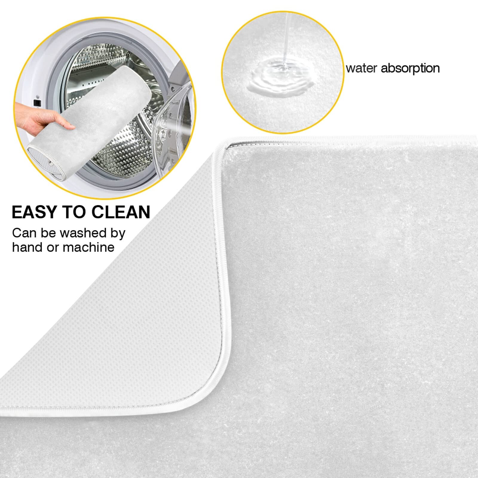 XL Grey Microfiber Dish Drying Mat - 16x18 Inch Heat Resistant Kitchen Counter Drainer Pad | Perfect for Drying Dishes, Utensils & Cookware | Stylish Kitchen Decor Accessory
