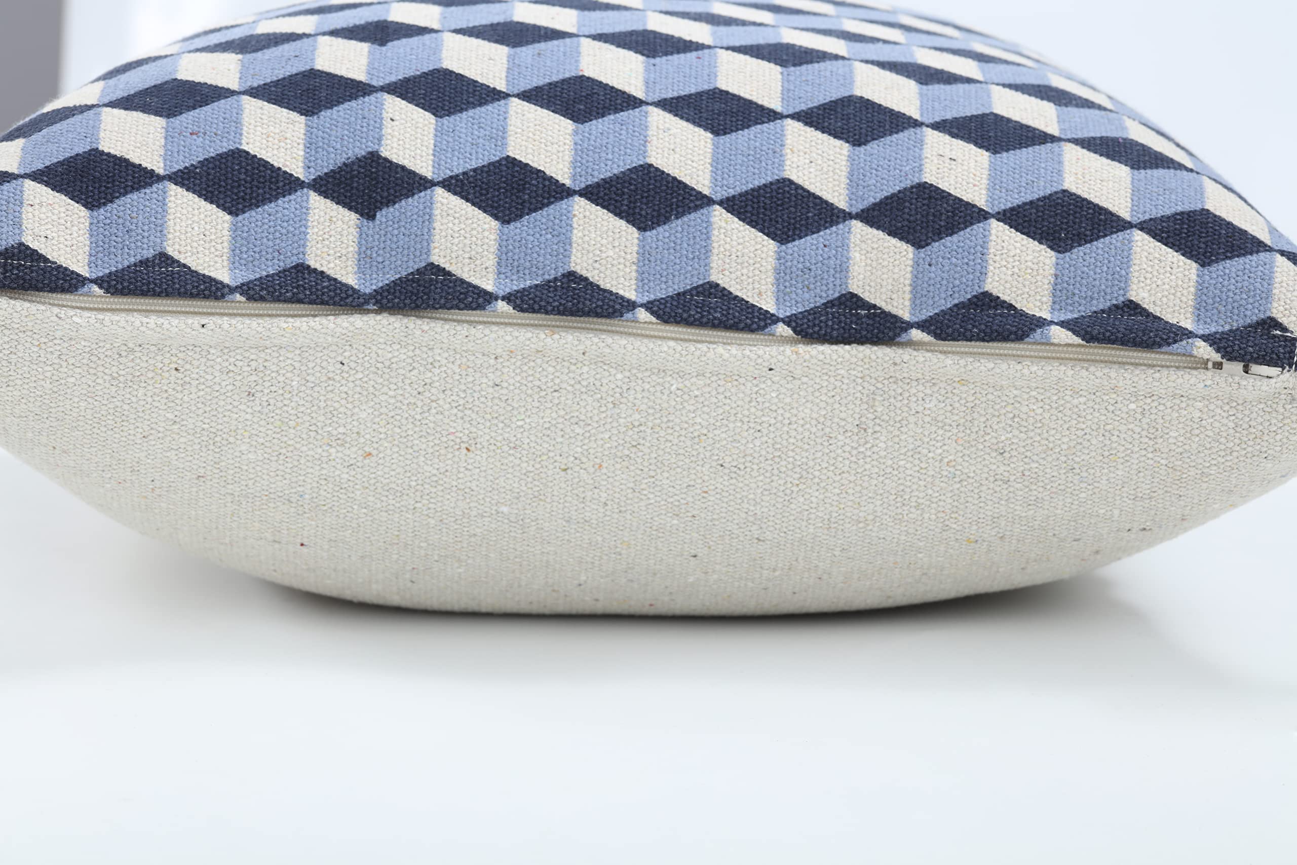Premium Blue Geometric Cubes Throw Pillow 18x18 Inch - Soft Decorative Cushion for Sofa, Bed & Living Room - Stylish Home Decor Accent