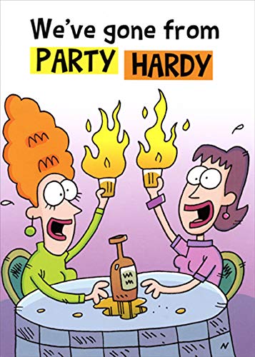 Oatmeal Studios Funny Women Taking Flaming Shots Birthday Card - Humorous Feminine Greeting Card for Her, Sister, Friend - Perfect for Birthdays, Bachelorette Parties & Girls Night Out