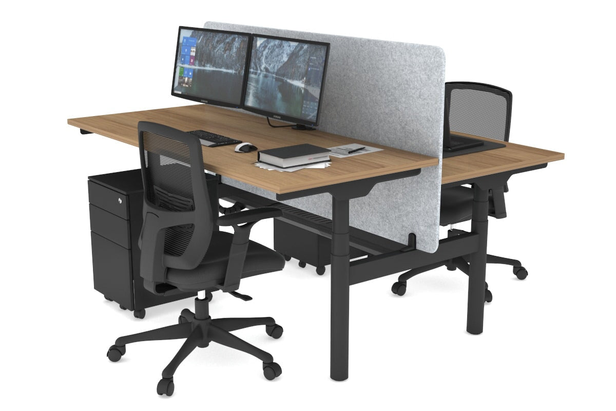 Flexi Premium Height Adjustable 2-Person H Bench Workstation - Black Frame [1600L x 700W] - Ergonomic Office Desk for Collaborative Workspaces & Home Offices