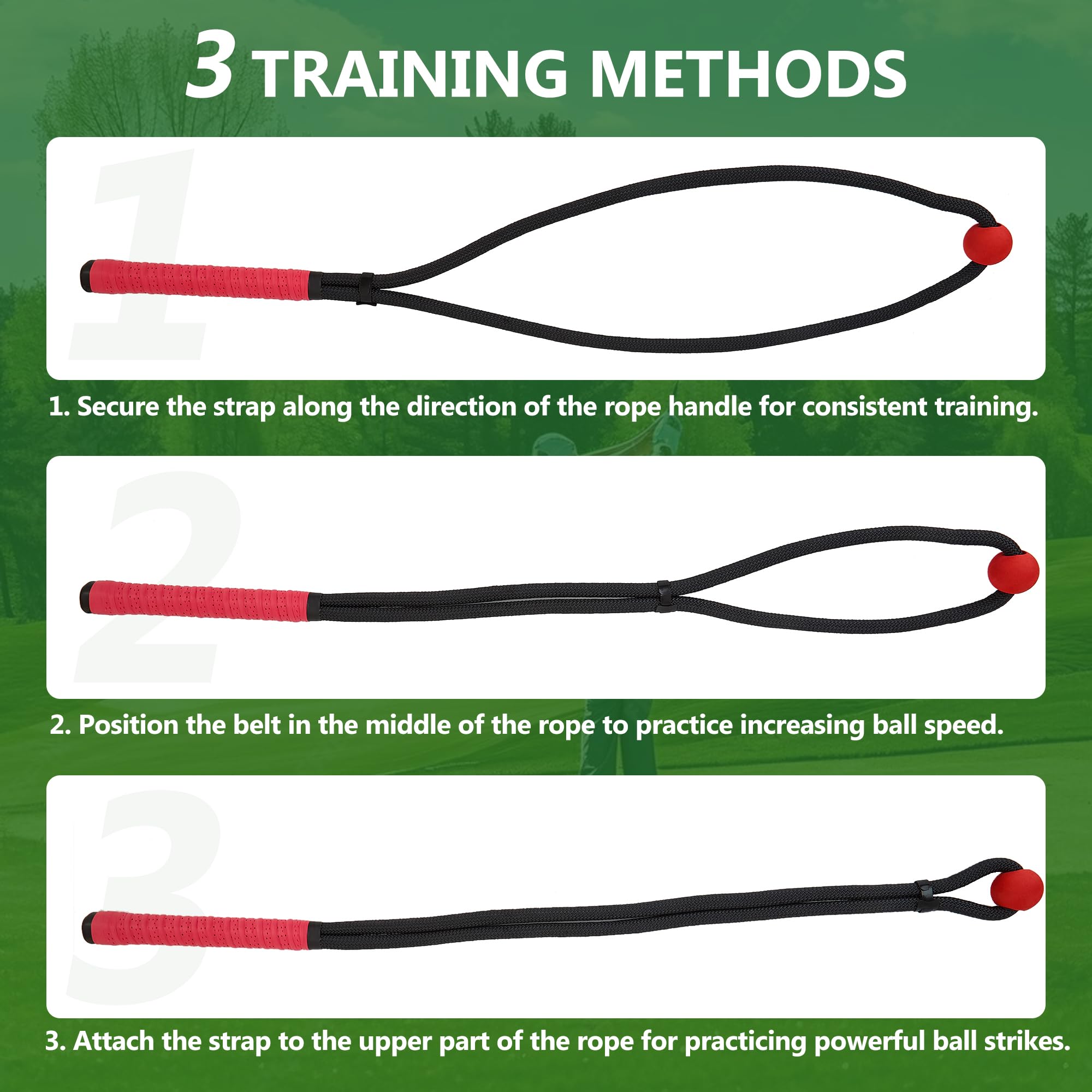Golf Swing Trainer Rope Aid - Speed Power Tempo Training Tool with Weighted Ball | Indoor/Outdoor Club Rope Whip for Posture Practice & Lag Shot Drills | Perfect Golf Exercise Equipment for Driving Range & Backyard Practice (Red)