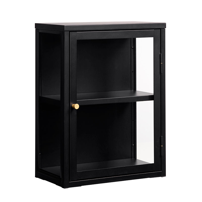 45cm Black CARMEL Wall Glass Cabinet - Modern Display Storage for Kitchen, Bathroom, or Living Room